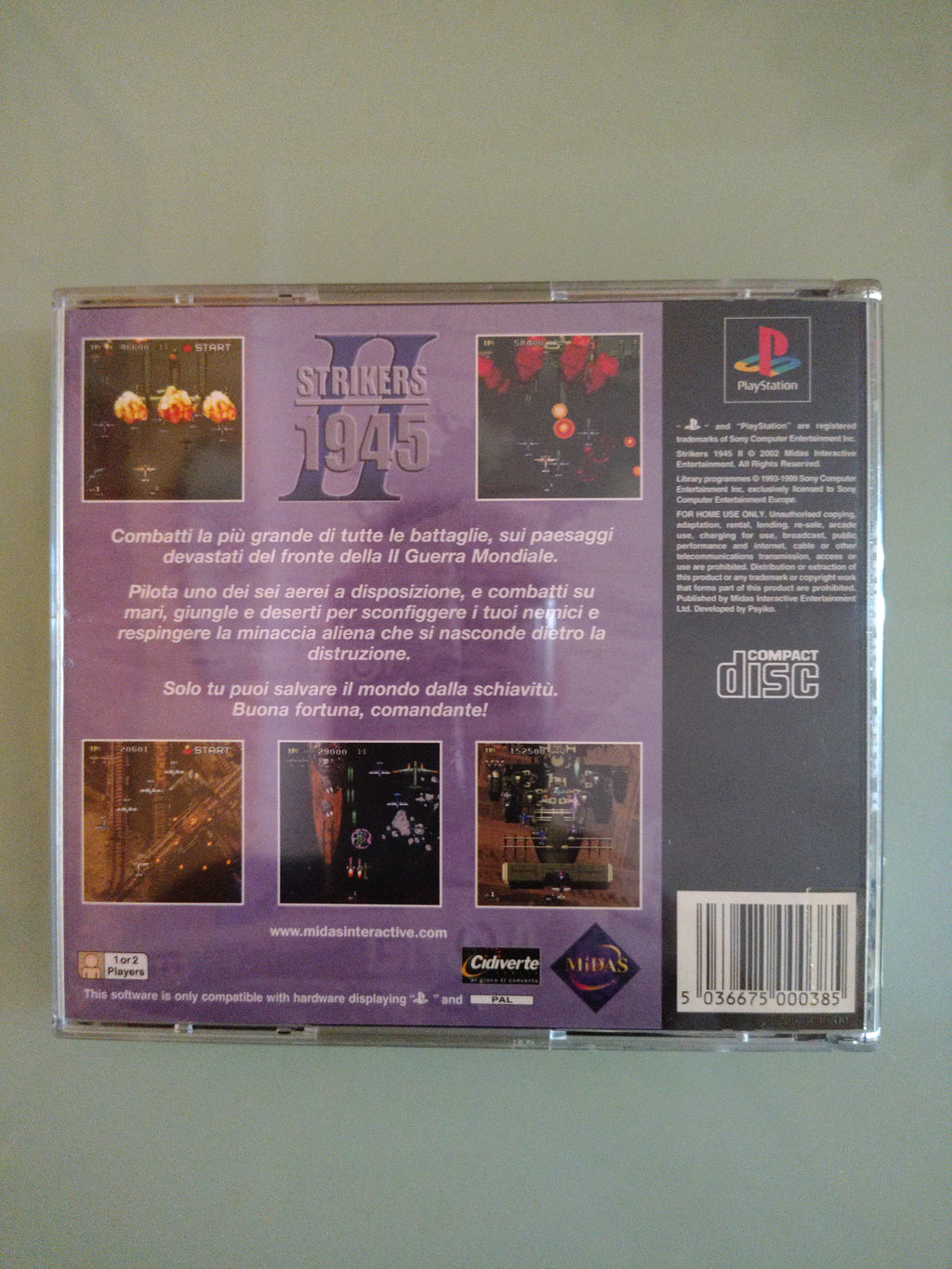 STRIKERS 1945 SONY PLAYSTATION 1 PS1 PAL USATO ITA COMPLETO