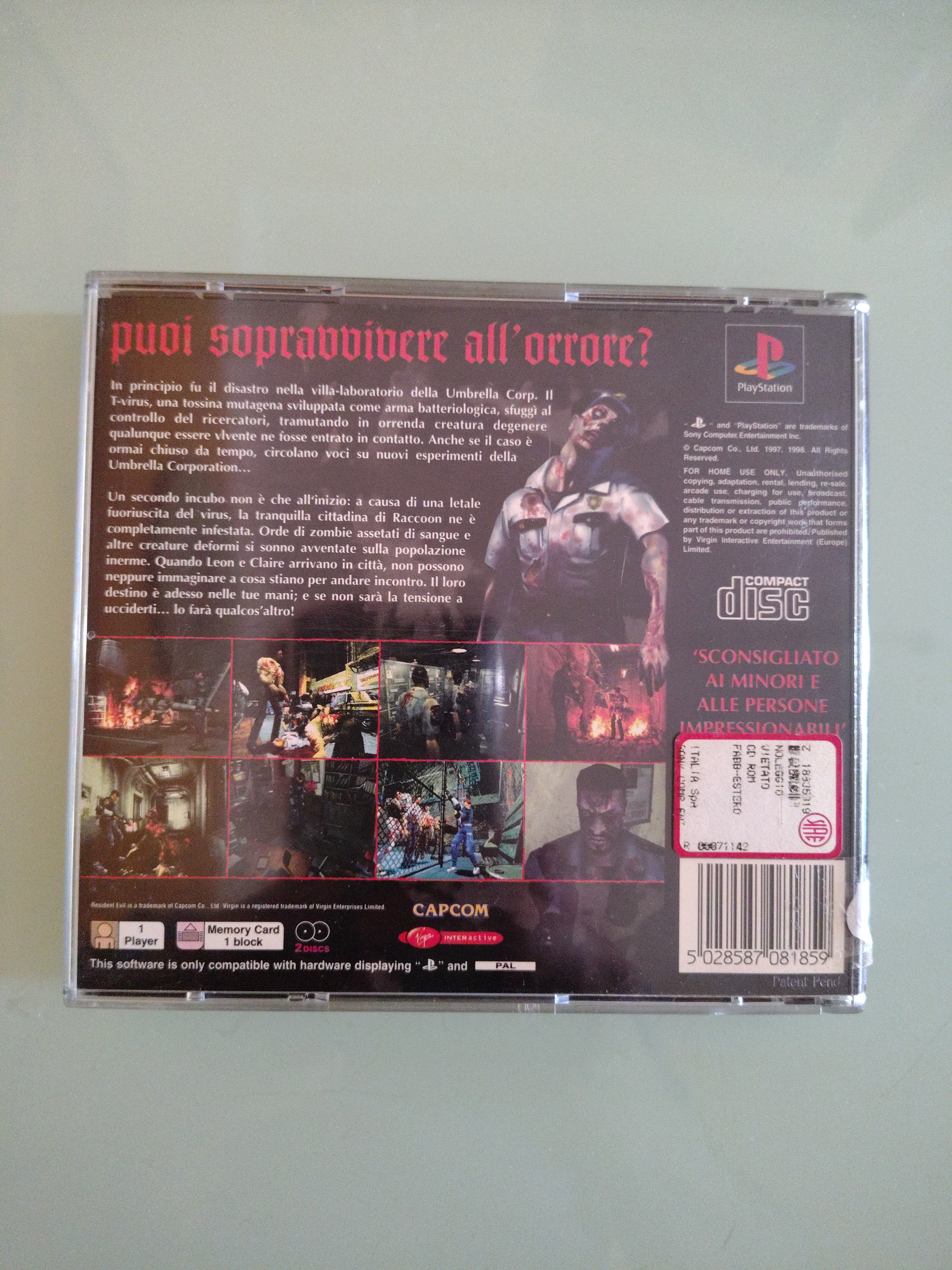 RESIDENT EVIL 2 SONY PLAYSTATION 1  PAL ITA ITALIANO COMPLETO