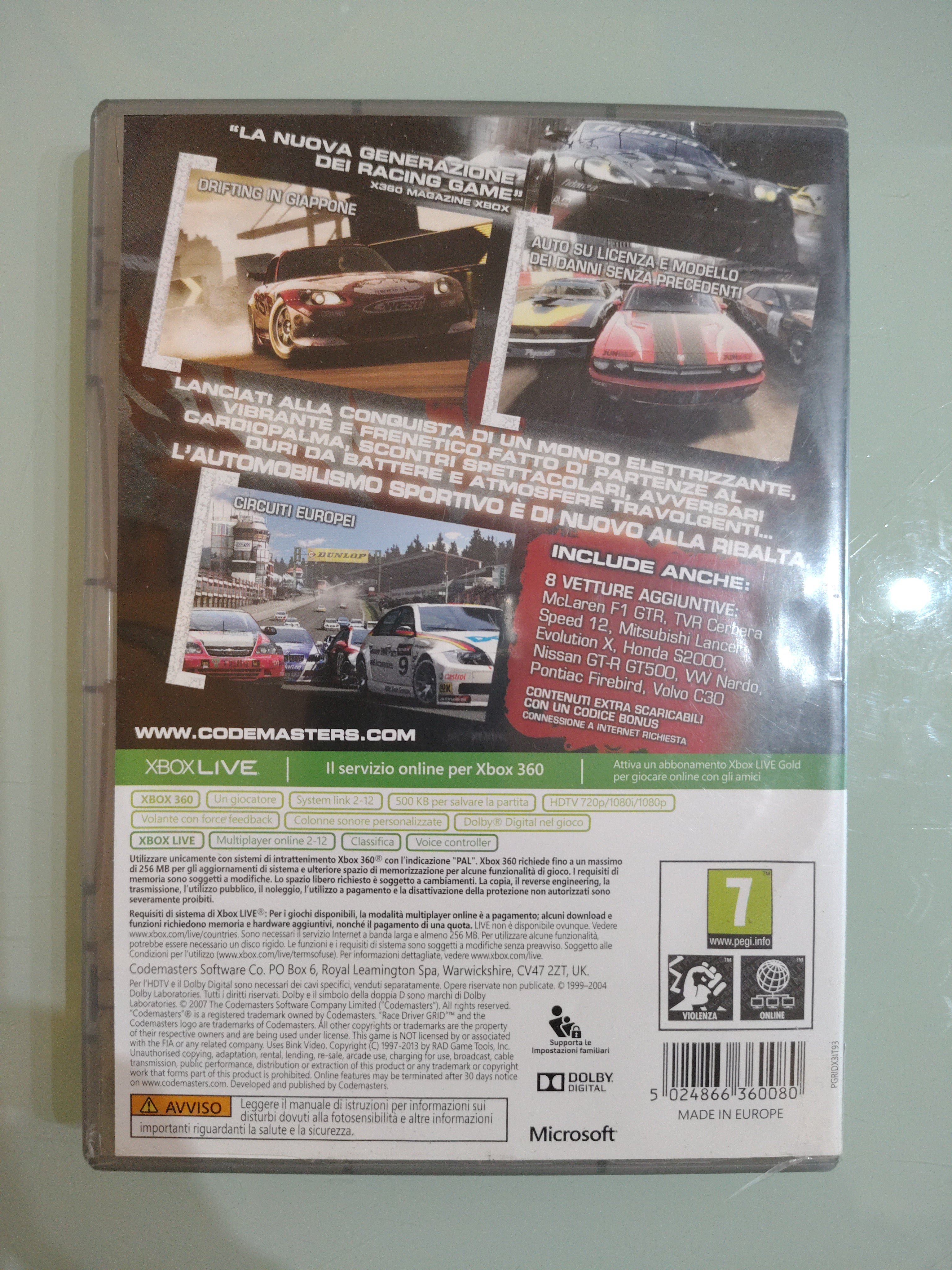 Race Driver Grid Reloaded Classics PAL Italiano