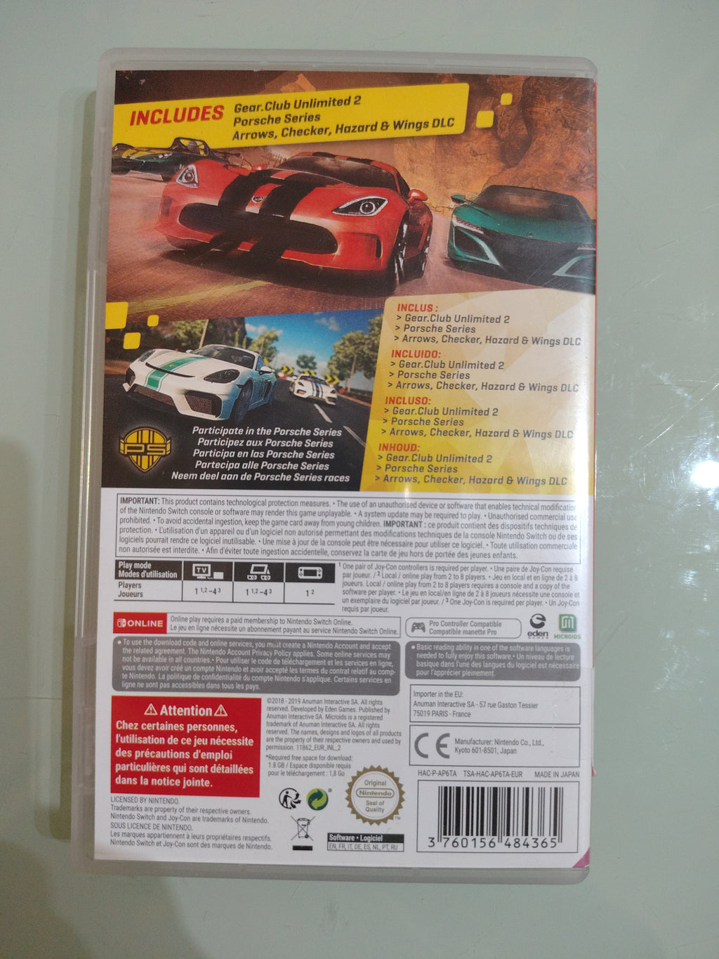 Nintendo switch Gear Club 2 Porsche Edition