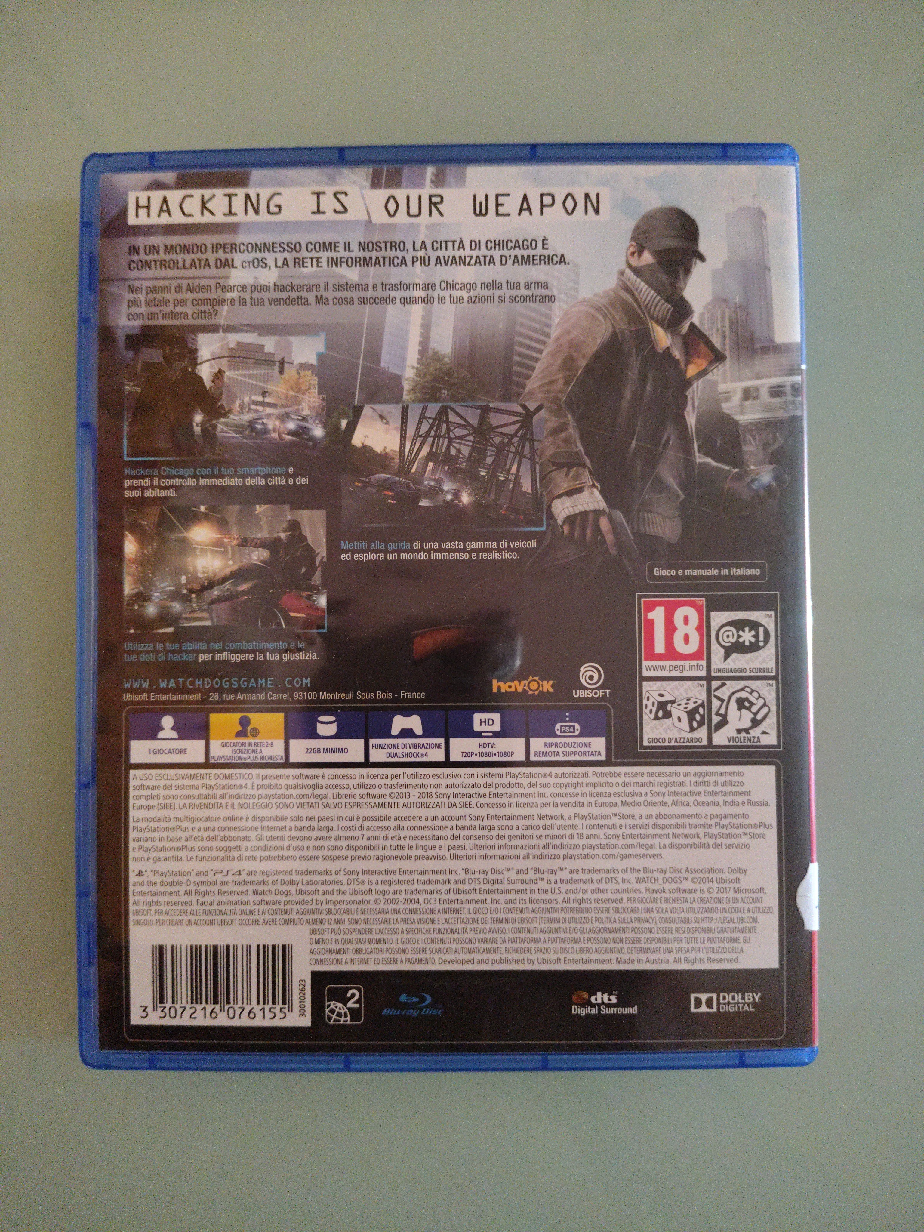 WATCHDOGS GIOCO PS4 SONY  UBISOFT