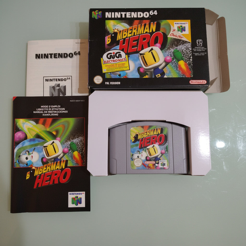 Bomberman Hero N64 completo di scatola CIB autentico con manuale e custodia 🎮💣