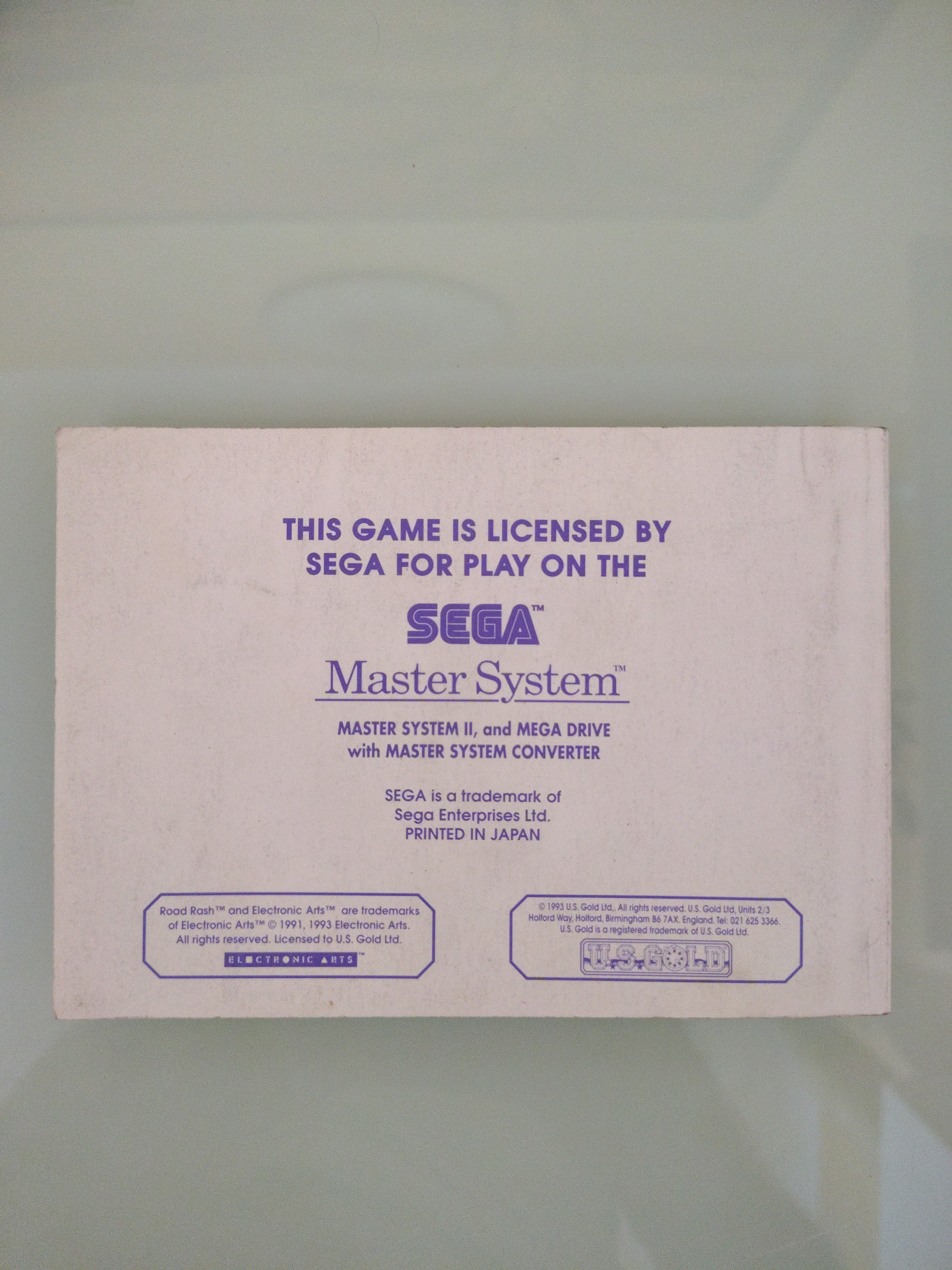 Sega Master System Carretera Rash Pal manuale