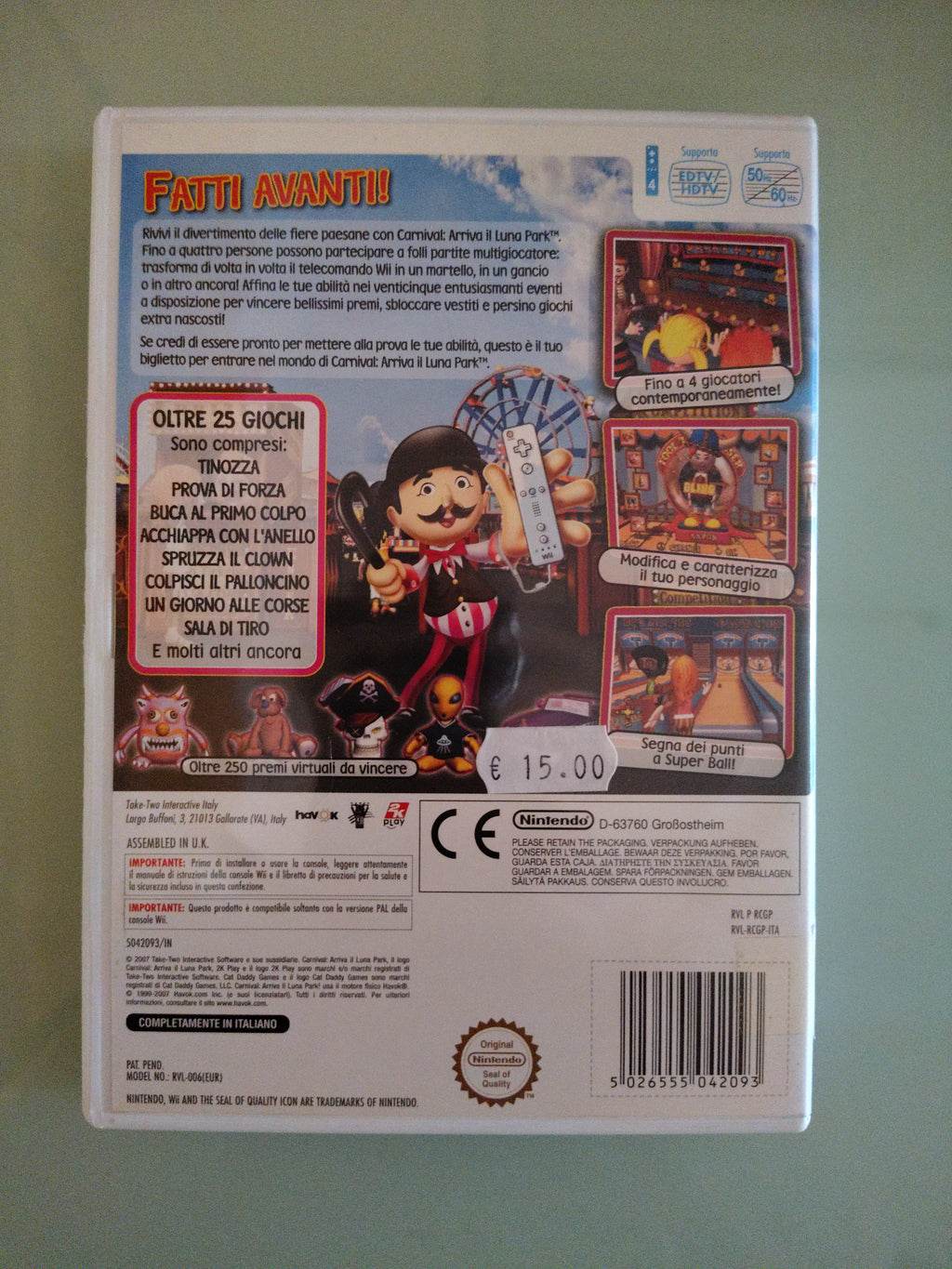 CARNIVAL ARRIVA IL LUNA PARK NINTENDO WII WIIU U PAL ITALIANO ORIGINALE COMPLETO