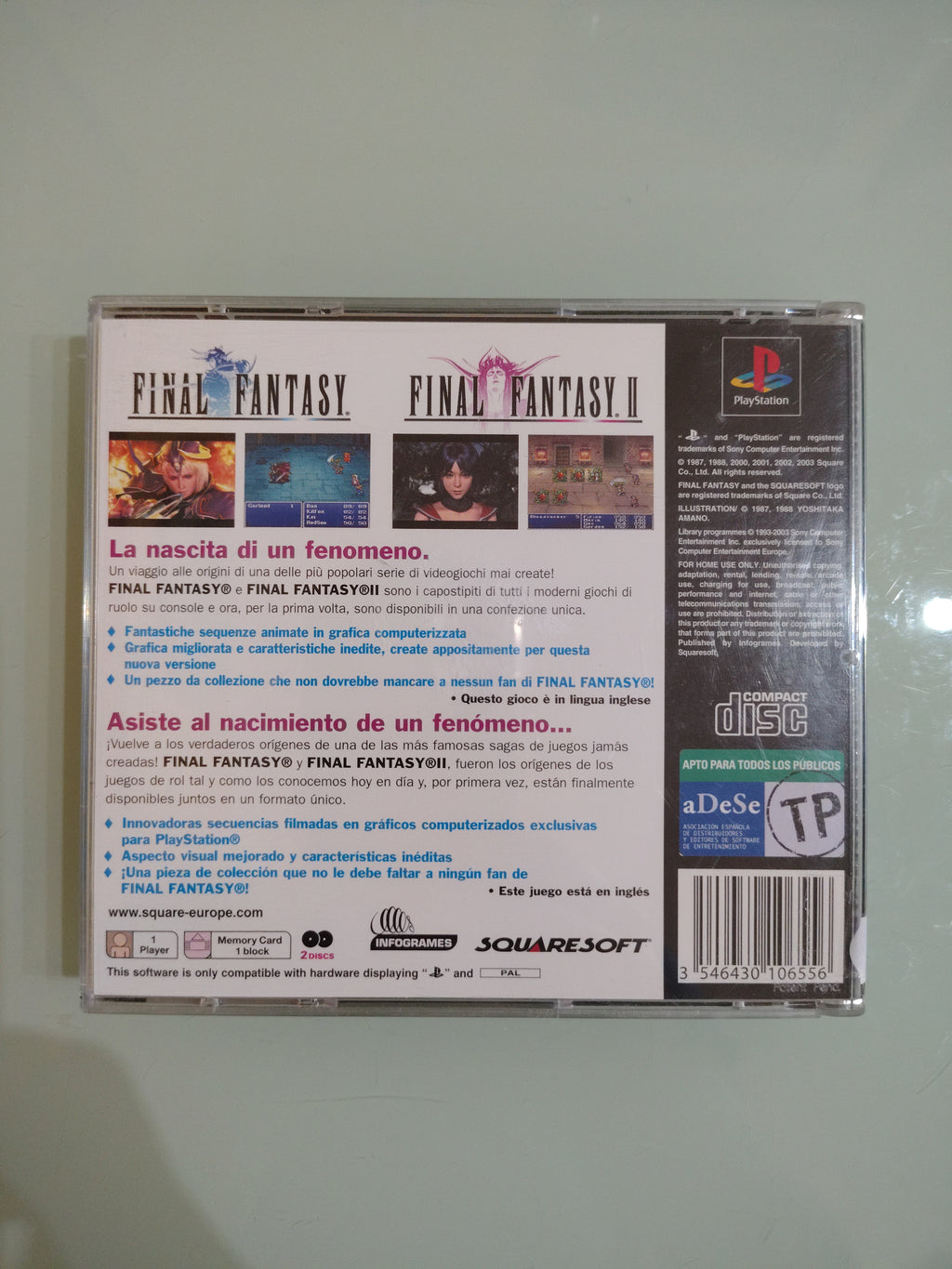 Videogioco Playstation 1 Final Fantasy Origins  ITA COMPLETO
