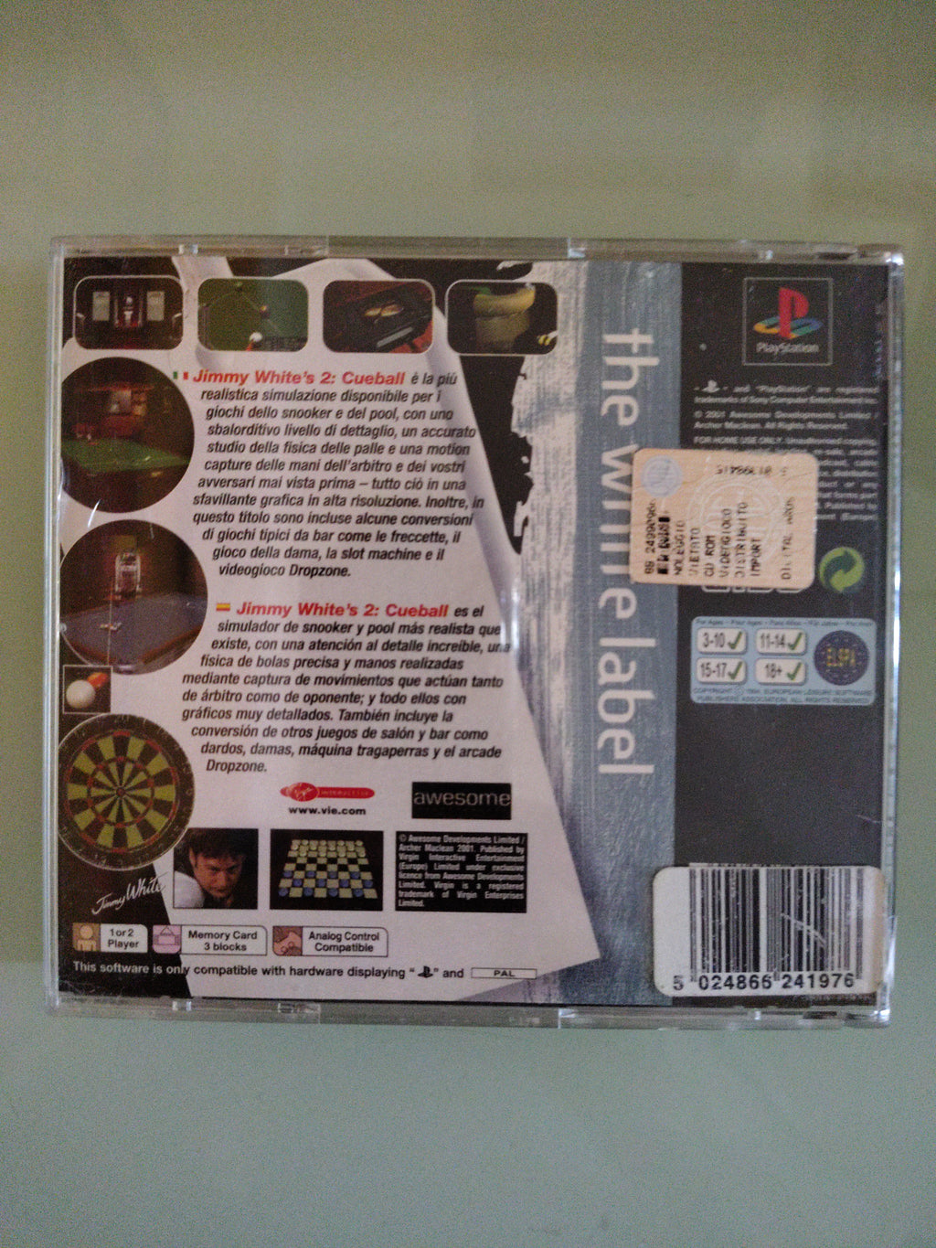 Sony PlayStation 1 Video Game Jimmy White's 2 Cueball Completo Ps1 Retro Snooker