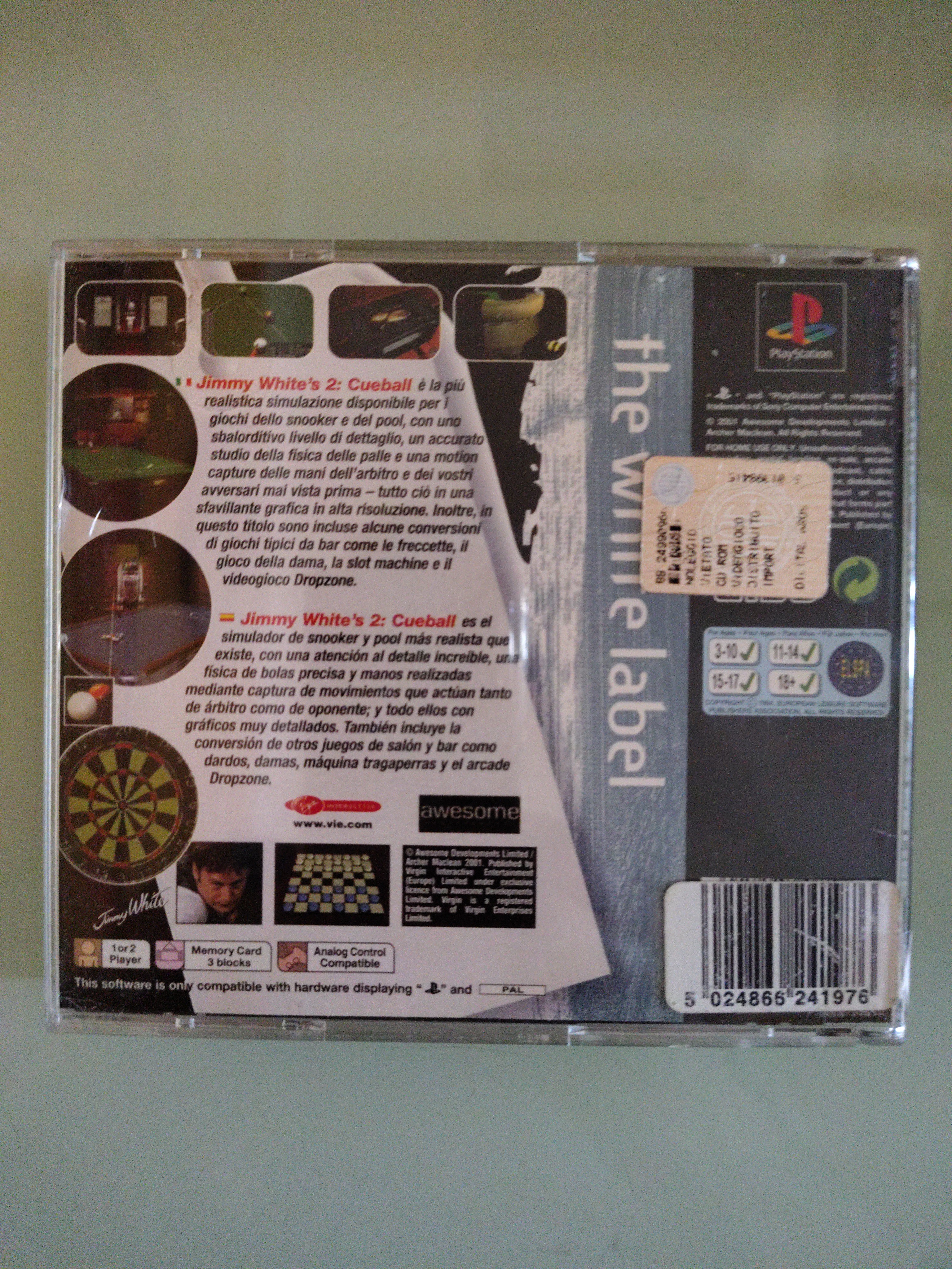 Sony PlayStation 1 Video Game Jimmy White's 2 Cueball Completo Ps1 Retro Snooker