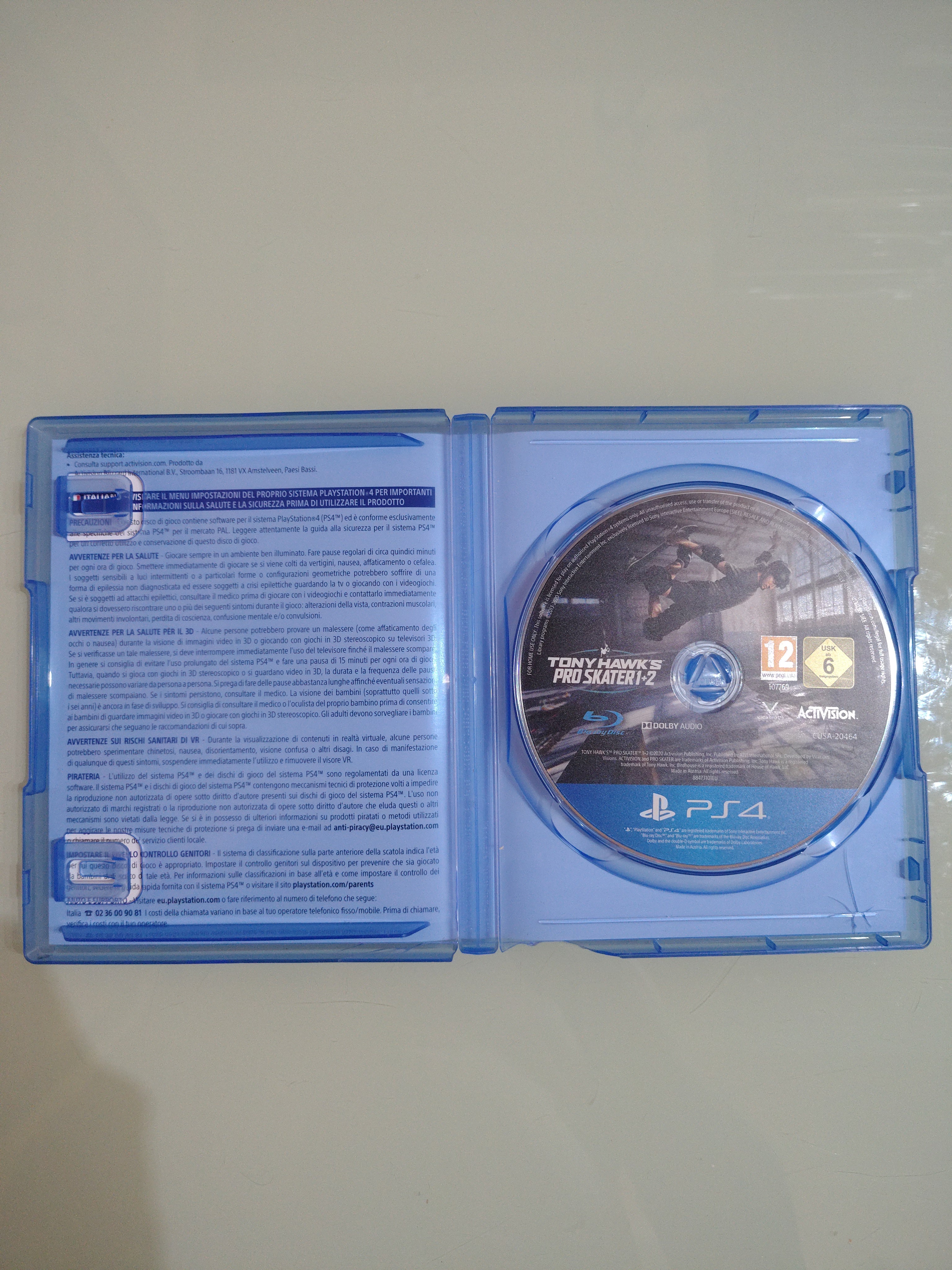 PS4 TONY HAWK'S PRO SKATER 1 + 2 PLAYSTATION 4 PAL ITALIANO