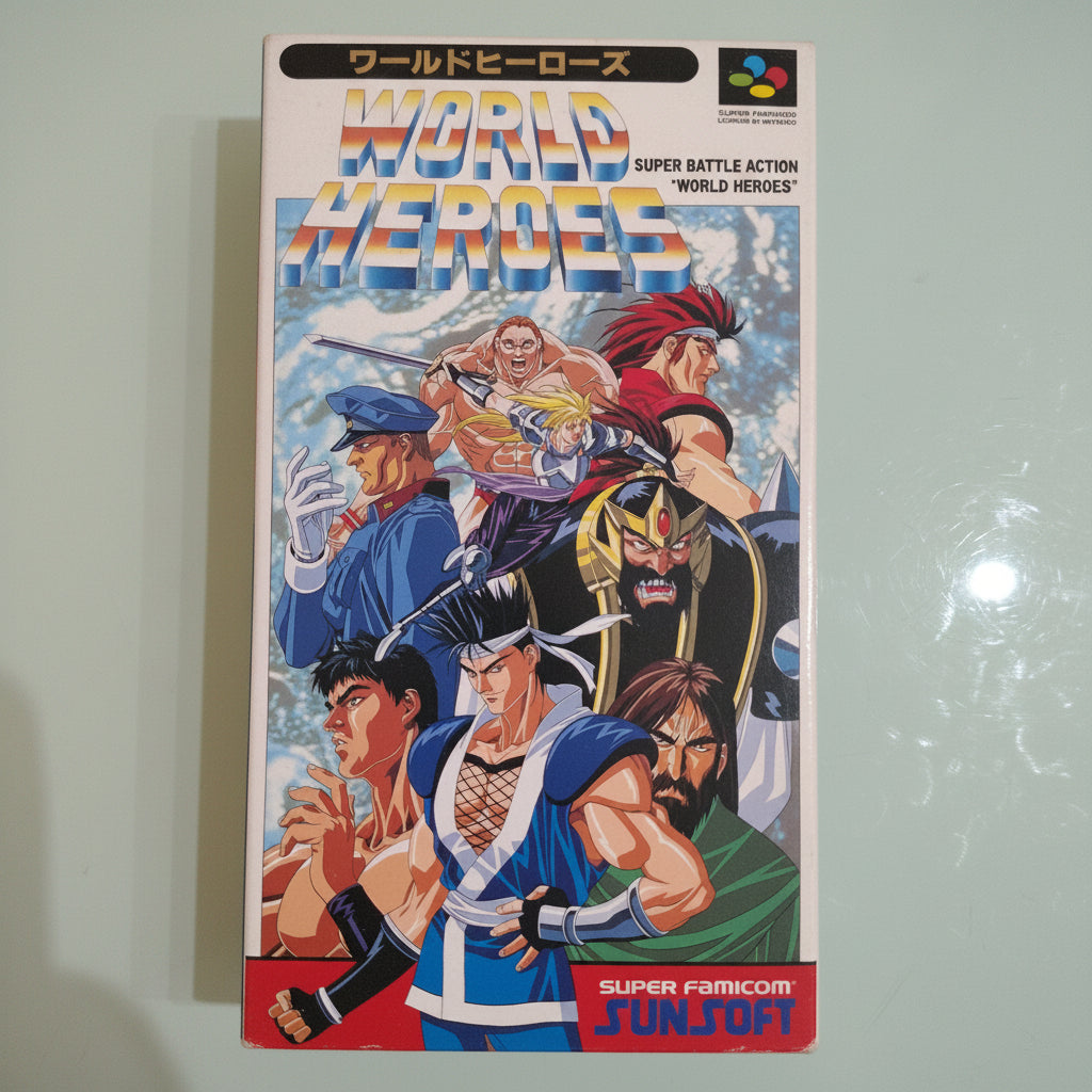 Nintendo Super Famicom SNES World Heroes completo di scatola