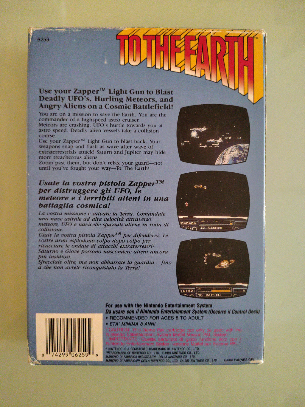 To the Earth NES Nintendo Completo  Originale Autentico Ottime Condizioni