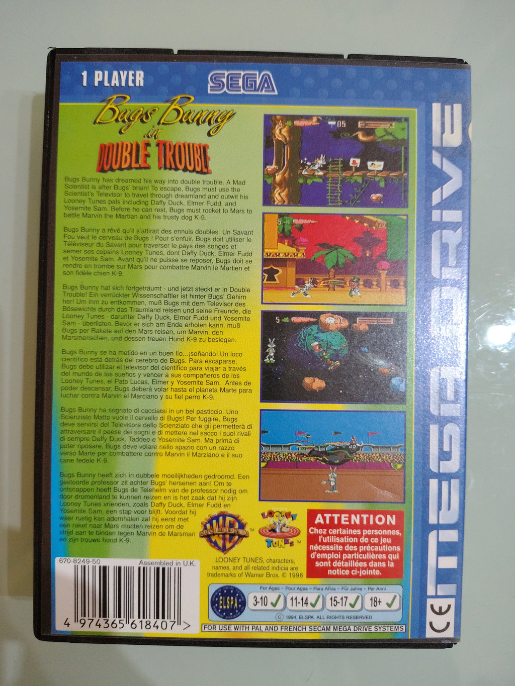 Videogioco SEGA MEGA DRIVE Bugs Bunny Double Trouble ORIGINALE