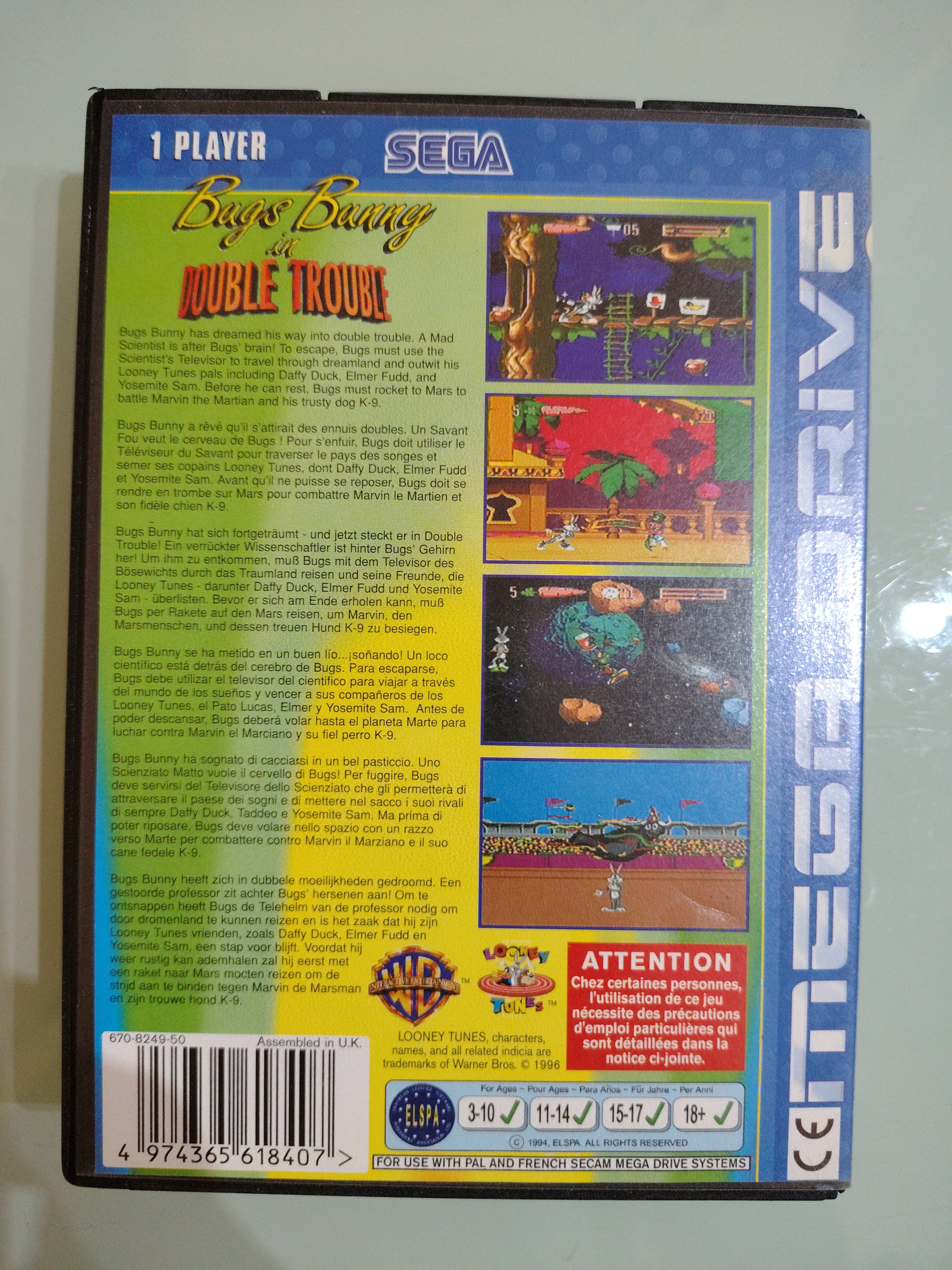 Videogioco SEGA MEGA DRIVE Bugs Bunny Double Trouble ORIGINALE