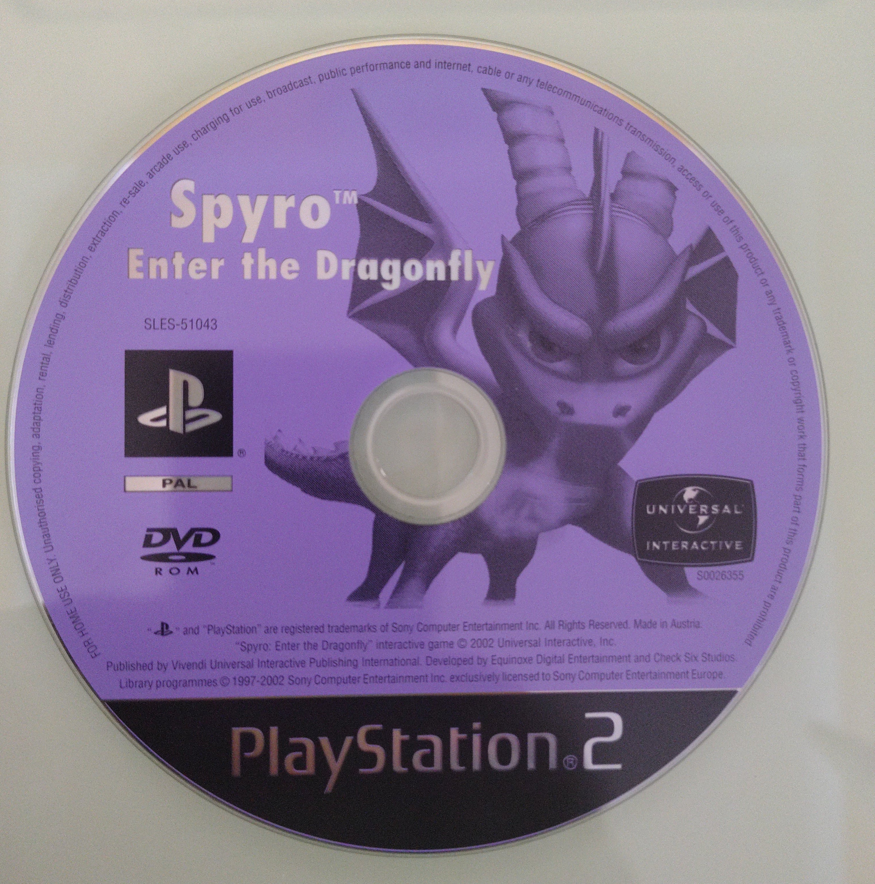 SONY PS2 GAME SPYRO ENTER THE DRAGONFLY ( solo disco )