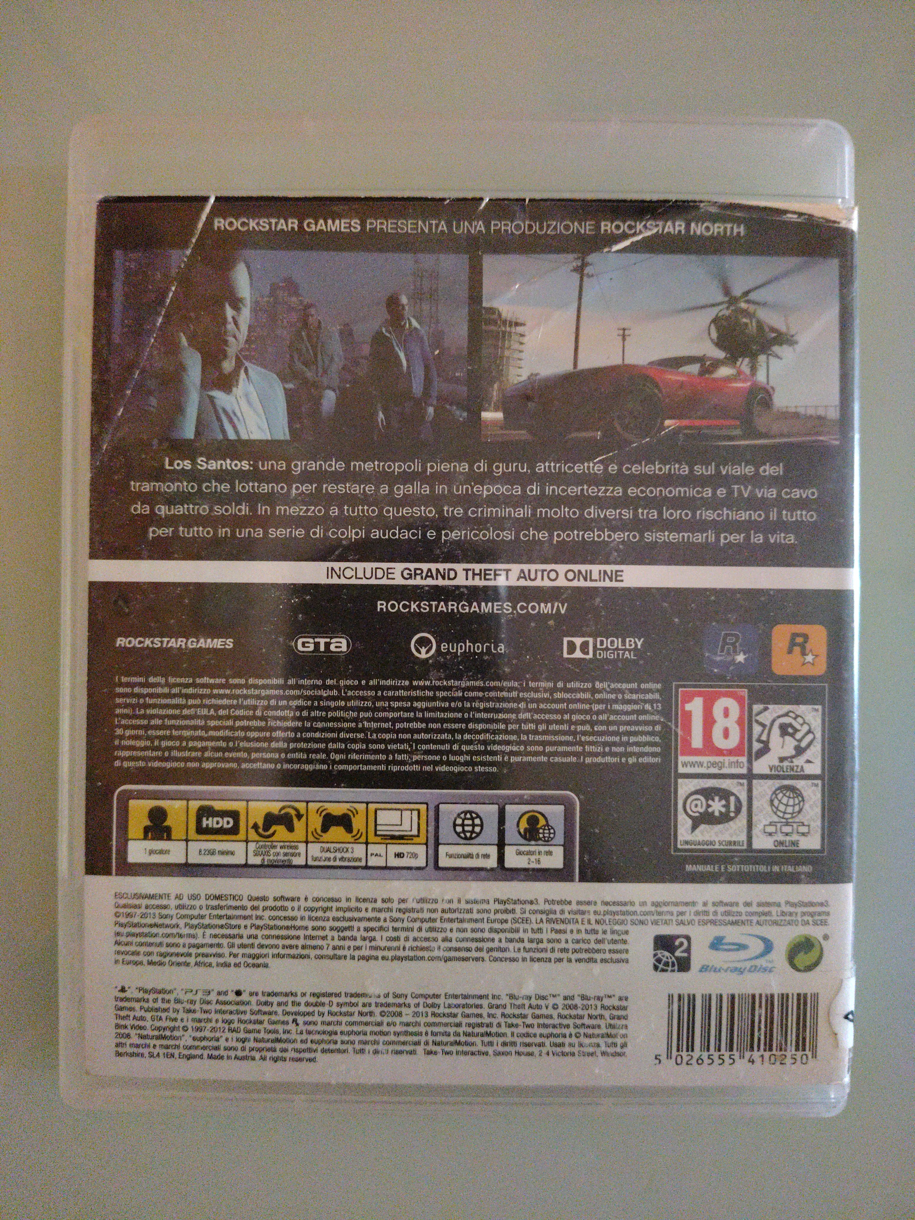 GRAND THEFT AUTO V GIOCO USATO OTTIMO SONY PS3 EDIZIONE ITALIANA
