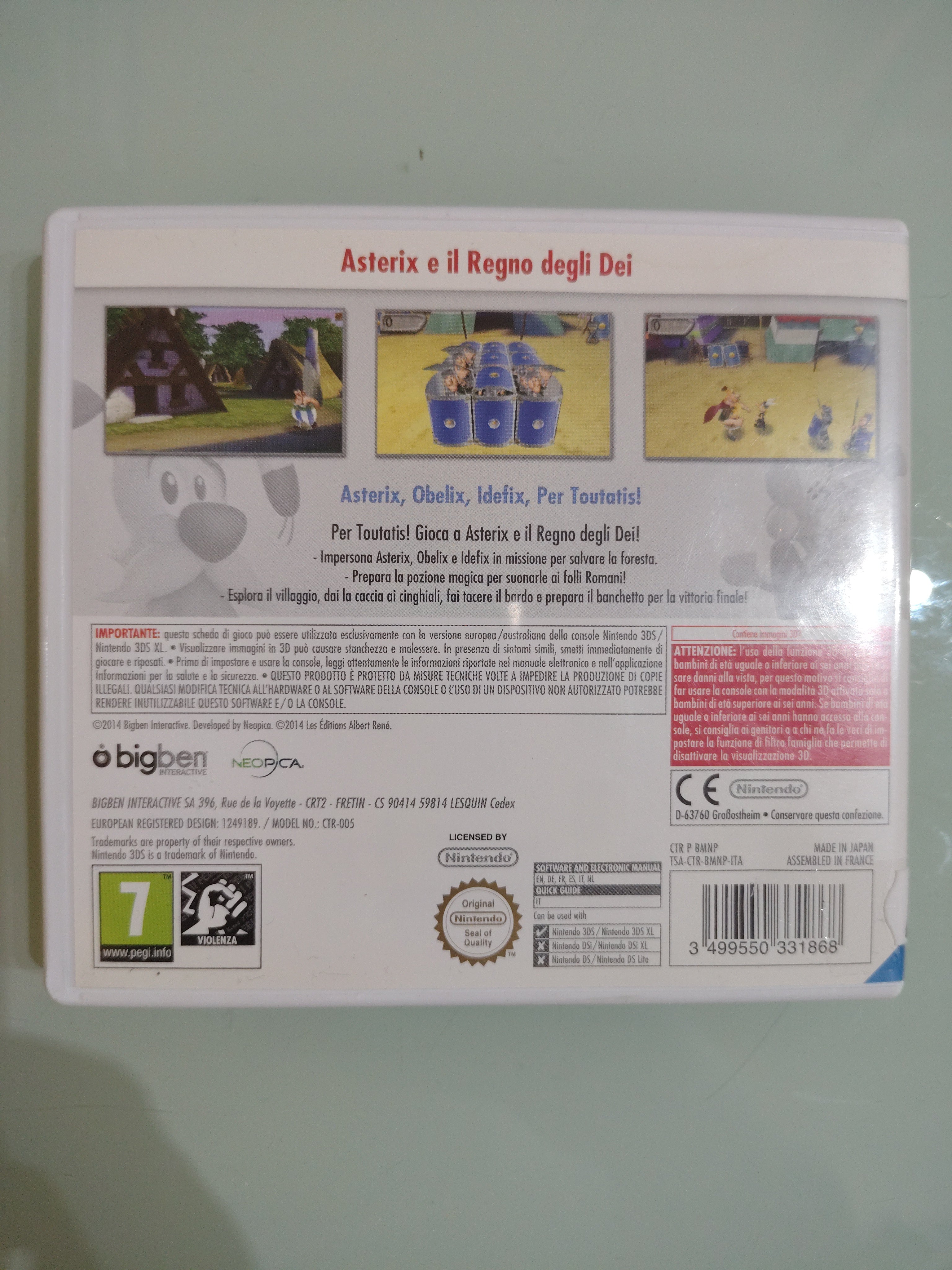 NINTENDO 3DS ASTERIX E IL REGNO DEGLI DEI  PAL ITALIANO COMPLETO RARO