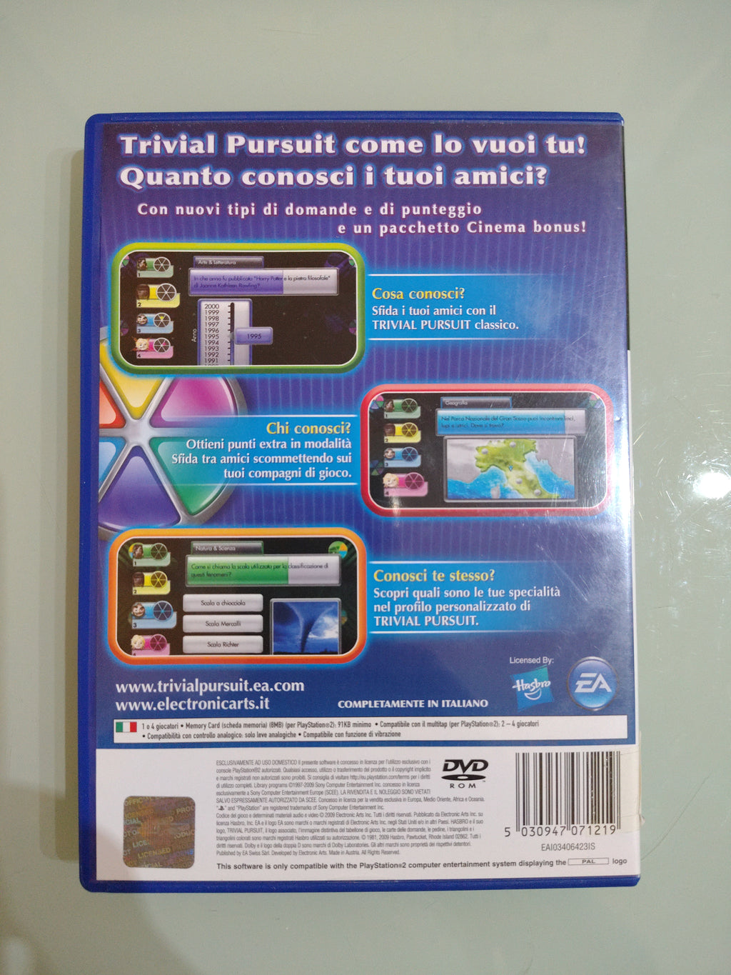 TRIVIAL PURSUIT  PER SONY PLAYSTATION 2  IN EDIZIONE ITALIANA