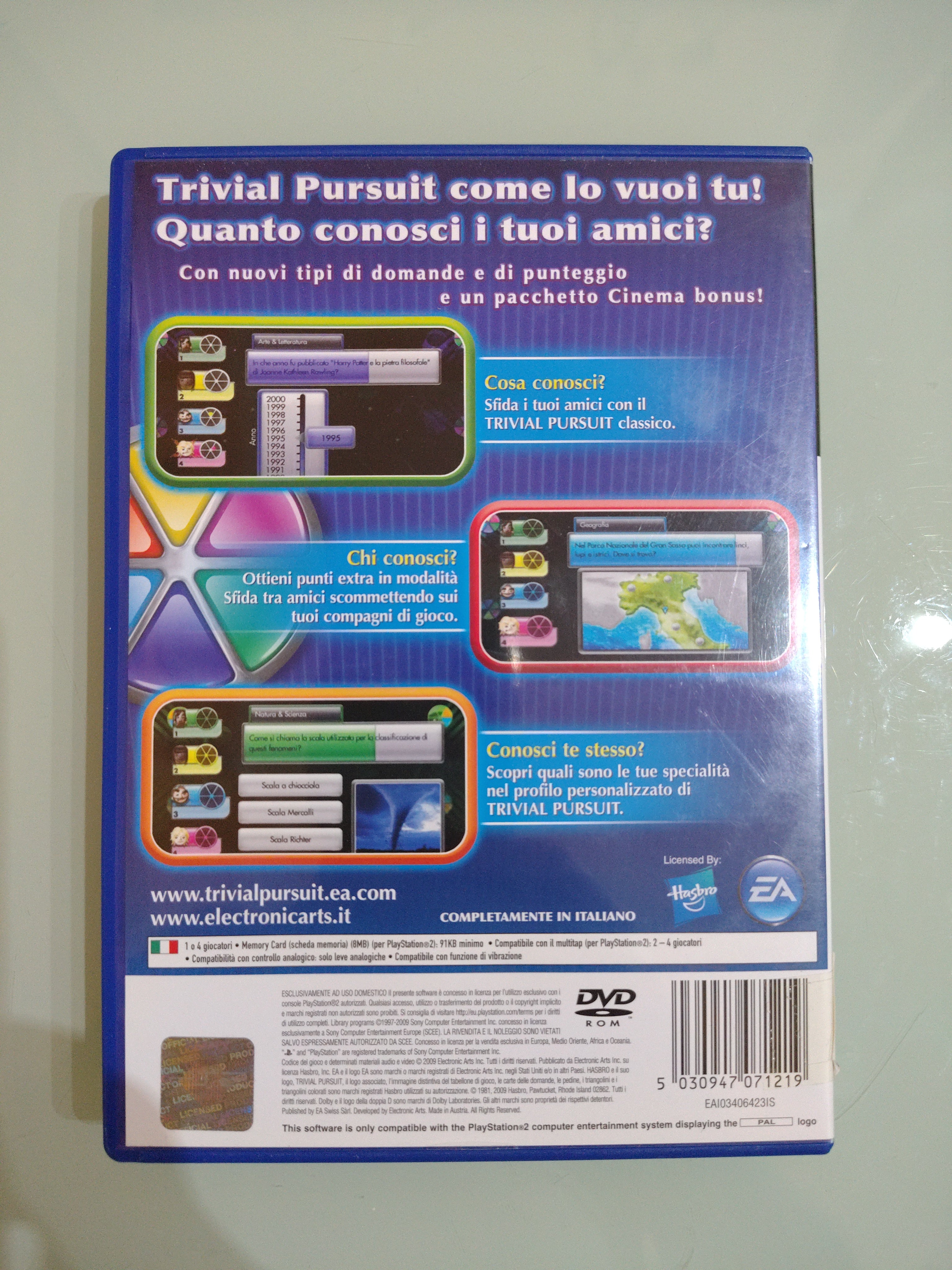 TRIVIAL PURSUIT  PER SONY PLAYSTATION 2  IN EDIZIONE ITALIANA