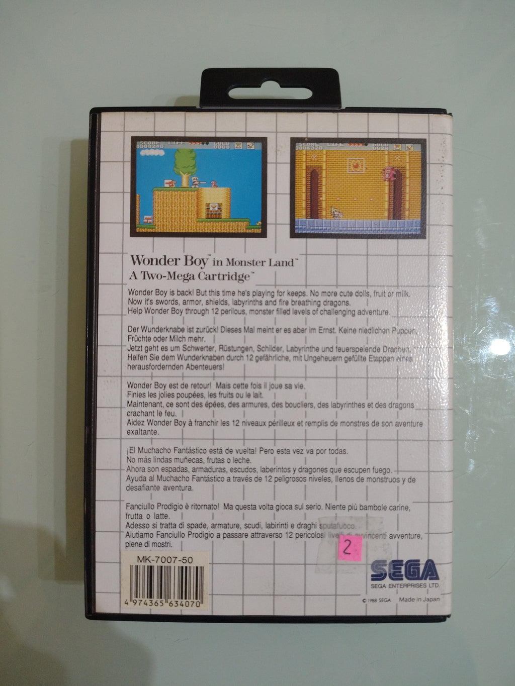 SEGA MASTER SYSTEM WONDER BOY IN MONSTER LAND ( raro)
