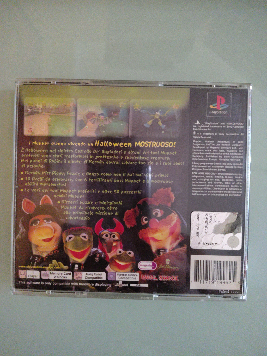 MUPPET MONSTER ADVENTURE PLAYSTATION  PS1   PAL  ITALIANO COMPLETO