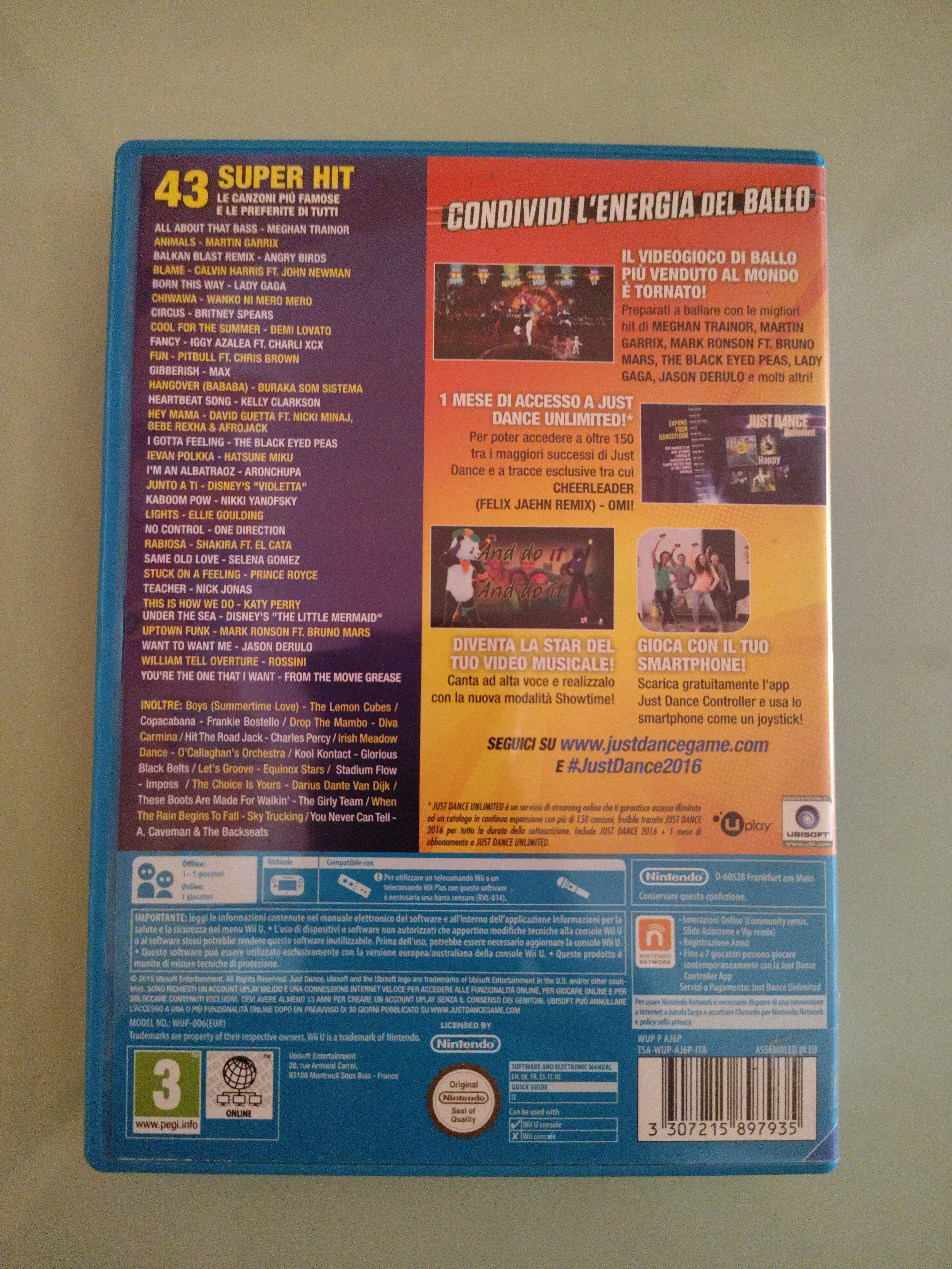 JUST DANCE 2016 - NINTENDO WIIU  PAL VERSION