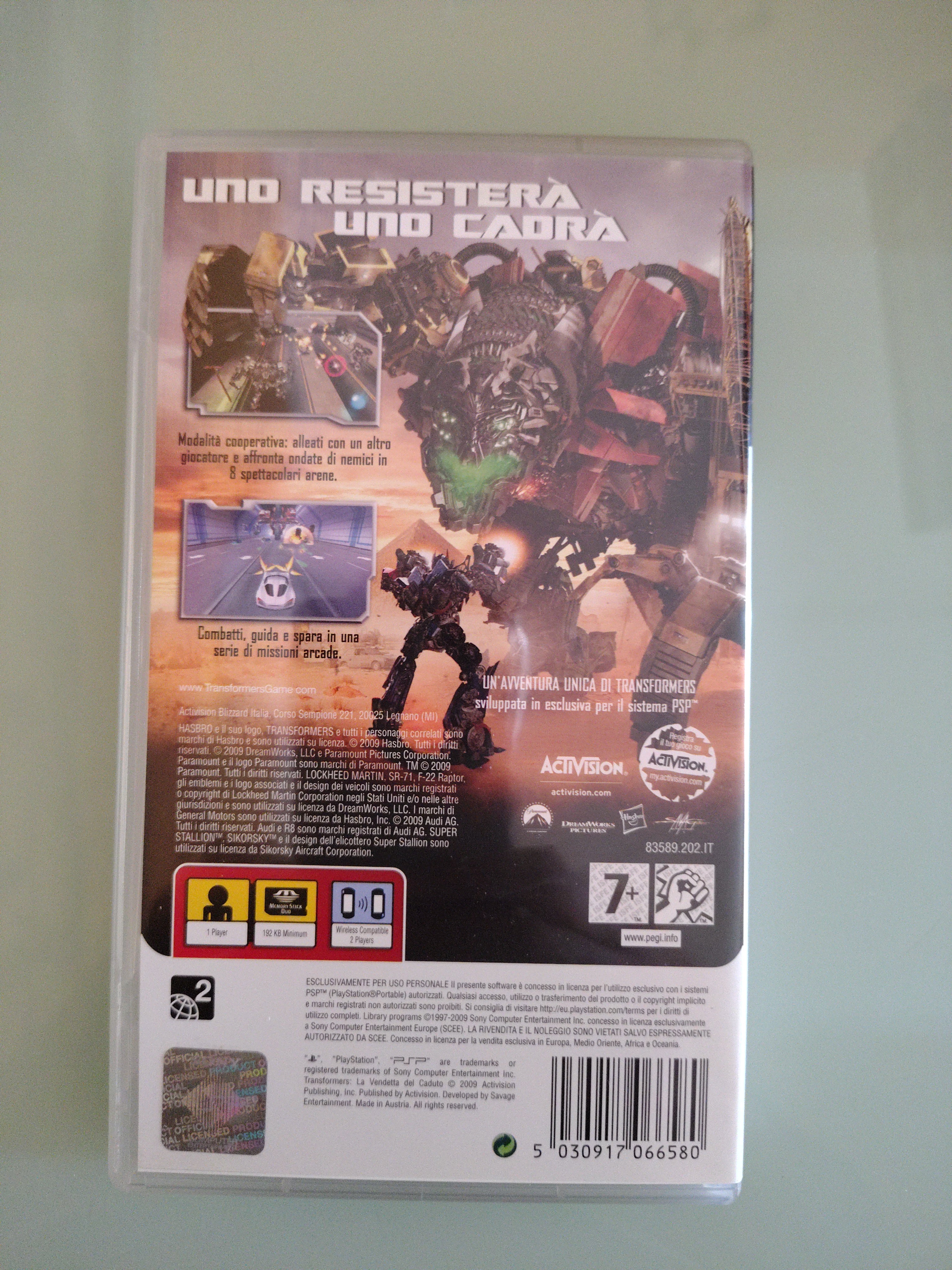 Videogioco per PSP Transformers La Vendetta del Caduto Activision 7+ giochi