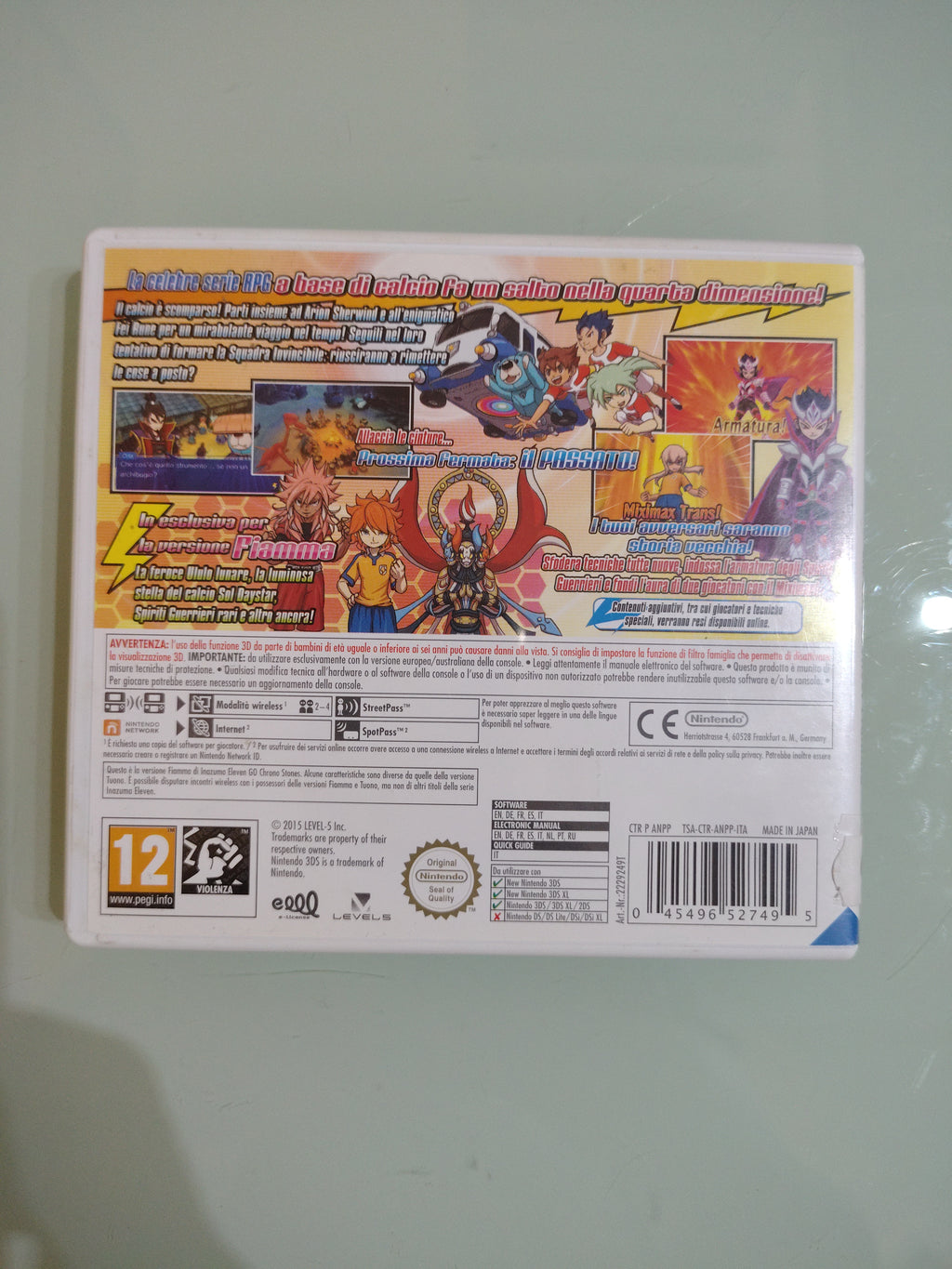 Inazuma Eleven Go Chrono Stones Fiamma GIOCO NINTENDO 3DS VERSIONE ITALIANA