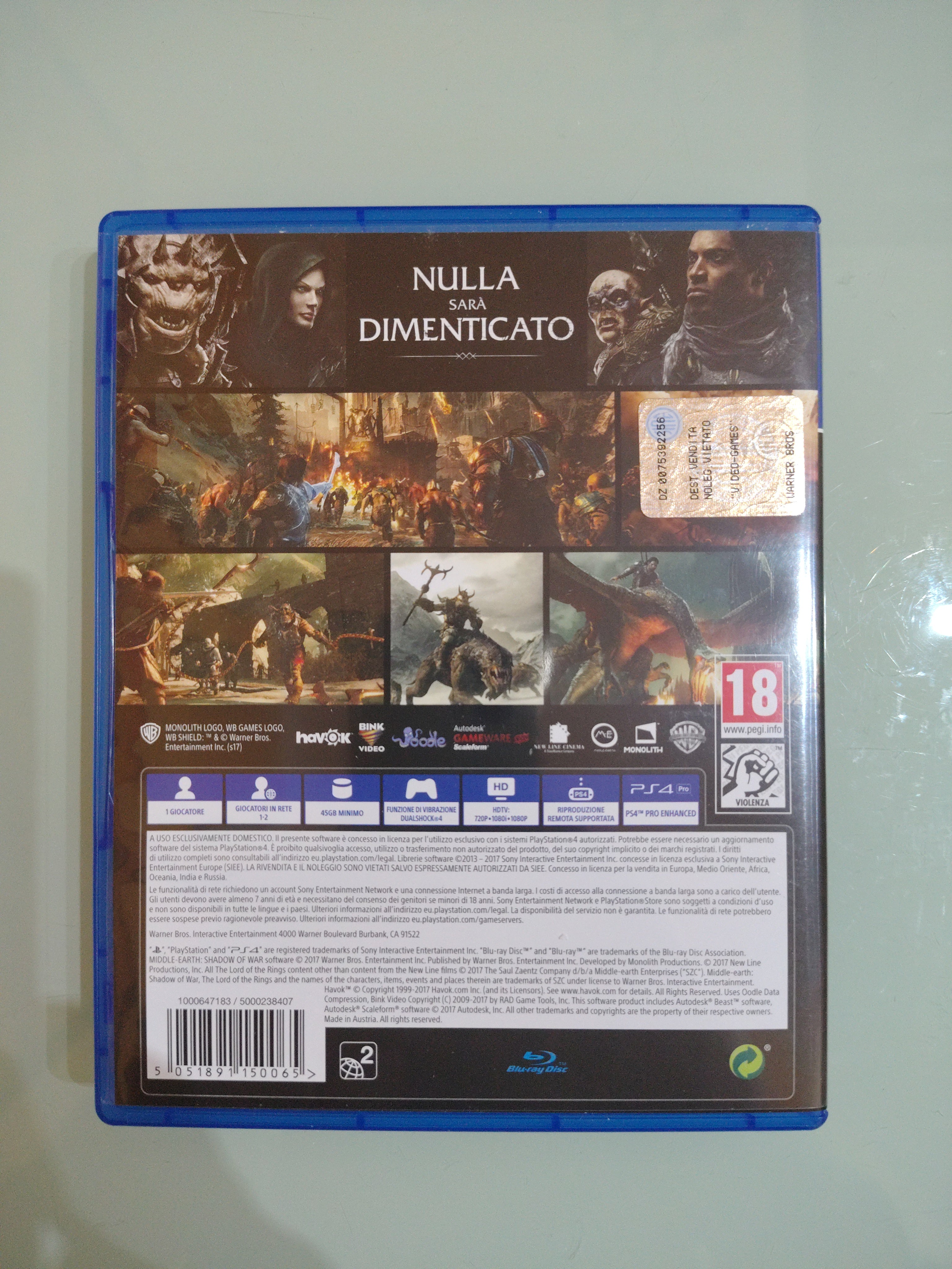 L'ombra della guerra La terra di mezzo-  Ps4 - PAL ITA - Completamente in ita