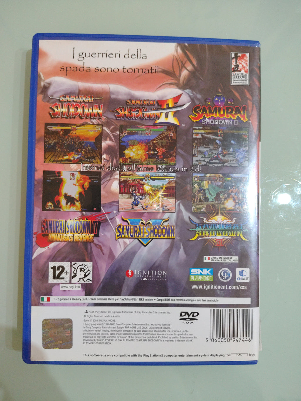 SAMURAI SHOWDOWN ANTHOLOGY  SONY PS2 VERSIONE ITALIANA
