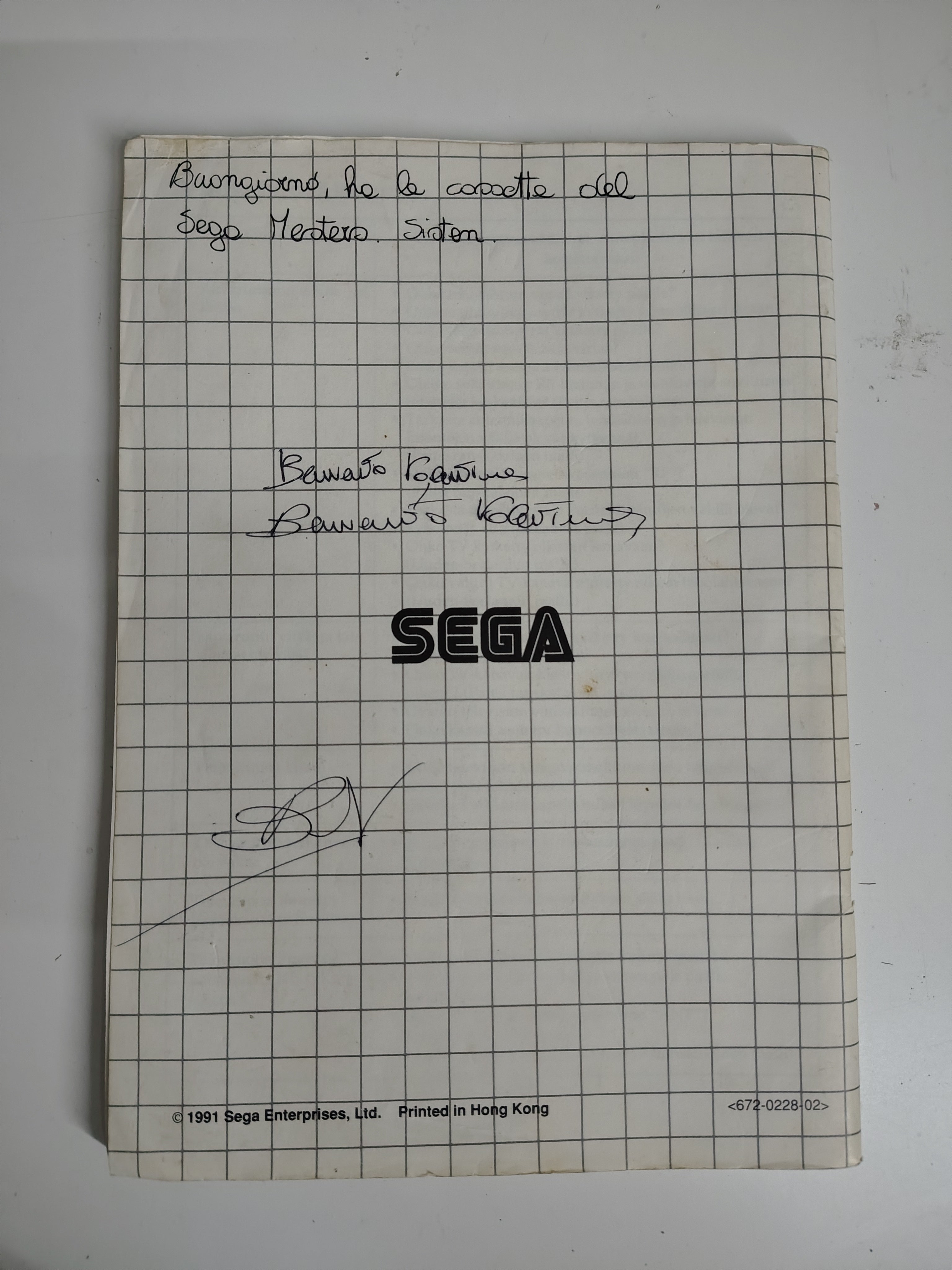 Sega Master System II Instruzioni Manuale