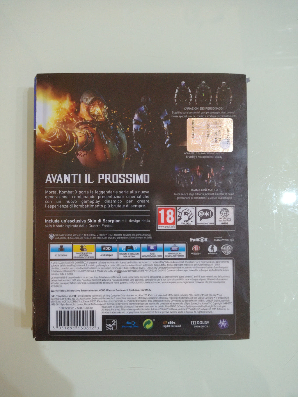 Mortal Kombat X Metal Steelbook Edizione Speciale Sony PS4 18+ Gioco di Combatti