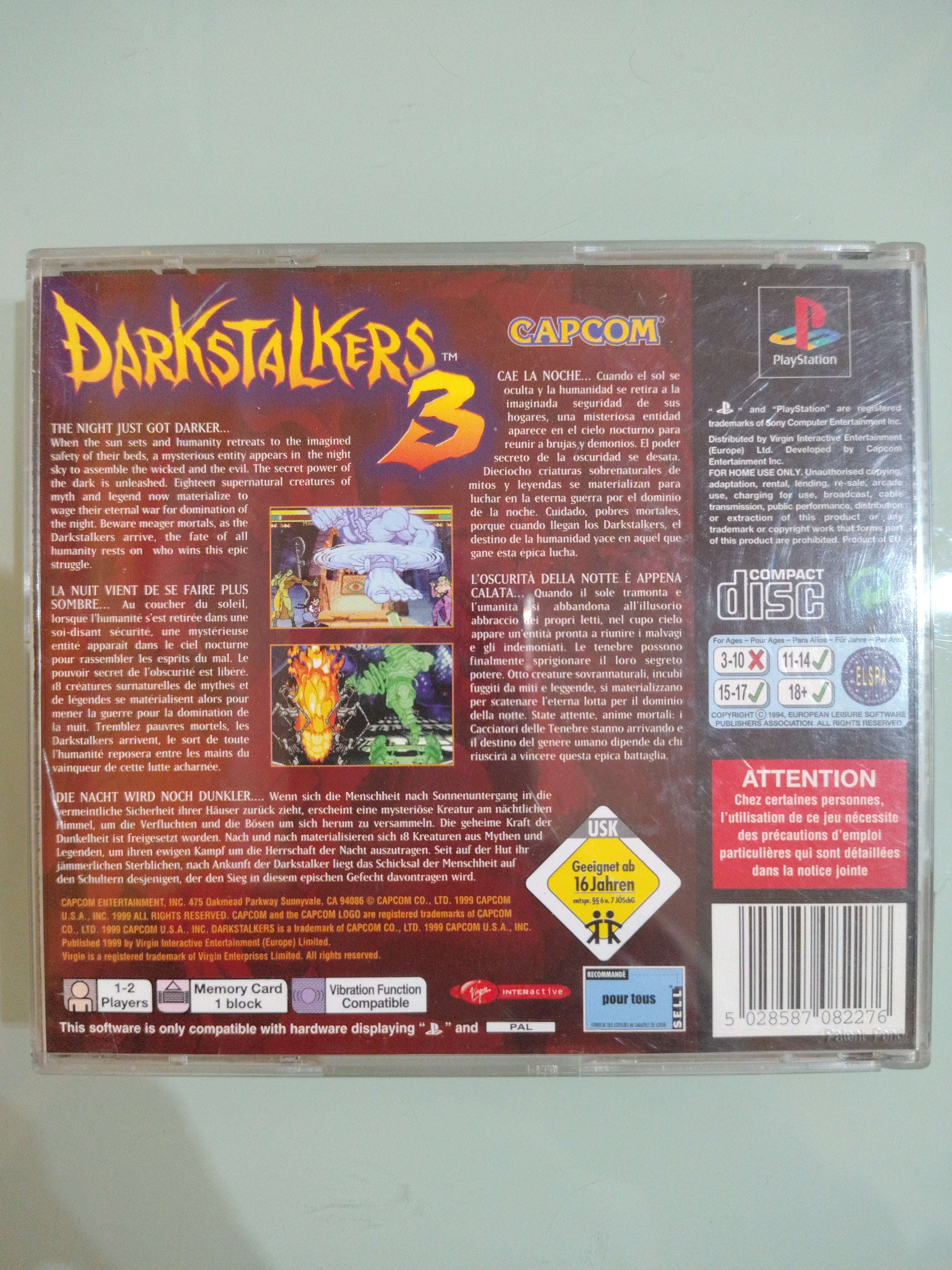 RAR0 Darkstalkers 3 PS Playstation 1 Video Game Original Vintage PAL Eng Ita CIB