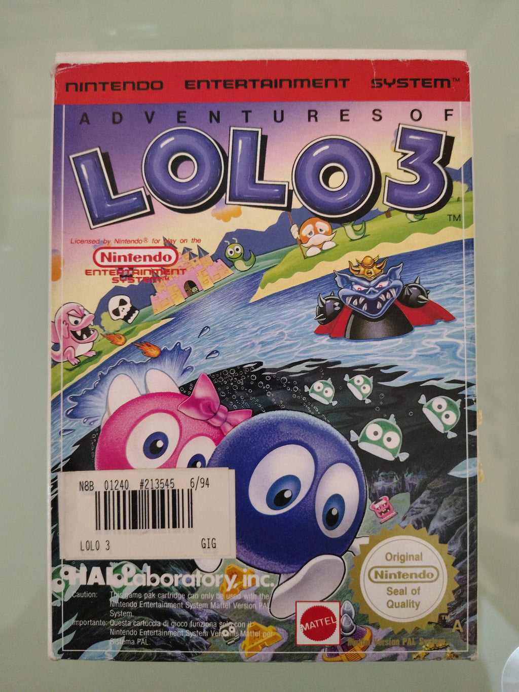 ADVENTURES OF LOLO 3 NES NINTENDO  OTTIMO COMPLETO 6/94 primo marchio Gig ( raro)