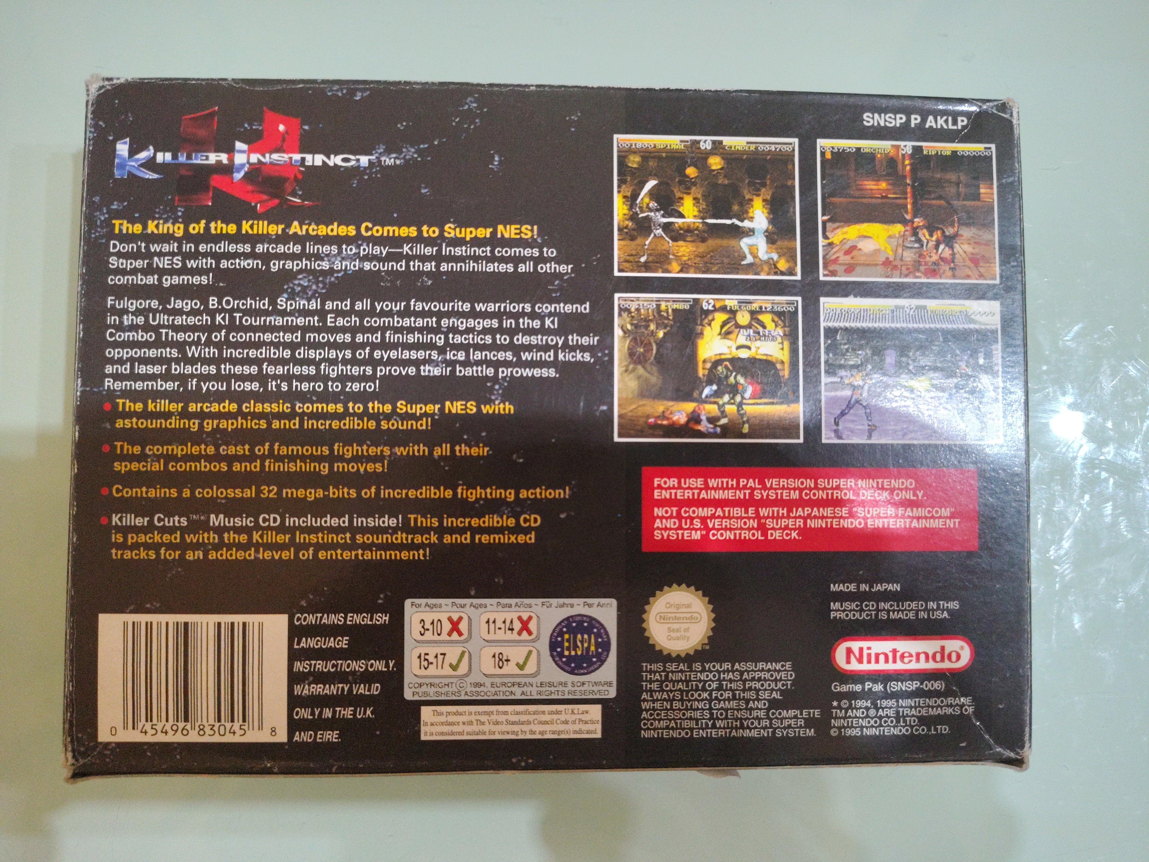 Killer Instinct (Super Nintendo SNES) PAL