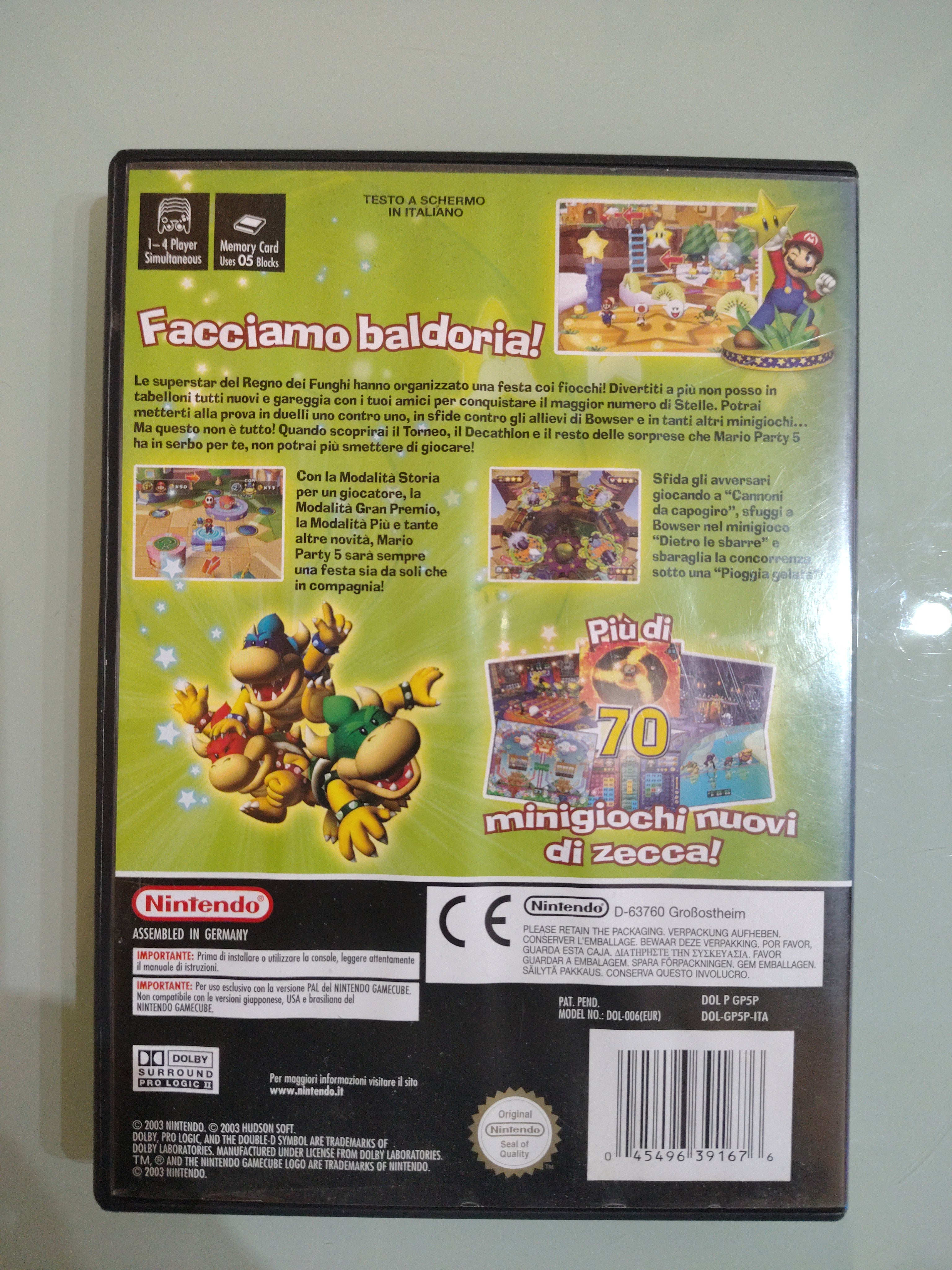 MARIO PARTY 5 NINTENDO GAMECUBE e WII PAL ITA ITALIANO TRIANGOLO BLU con MANUALE