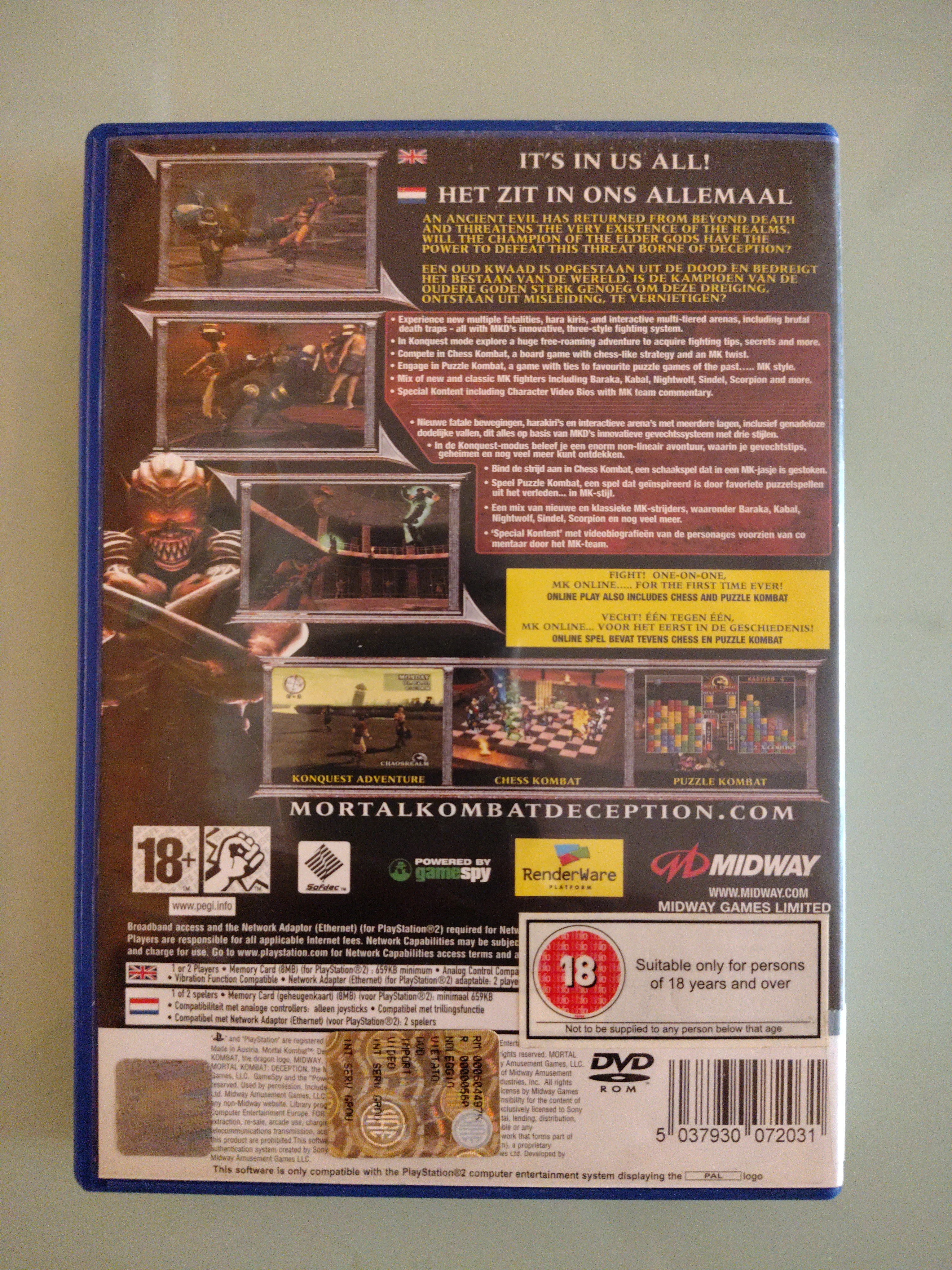 MORTAL KOMBAT DECEPTION - SONY PS2 - VIDEOGIOCO..pal