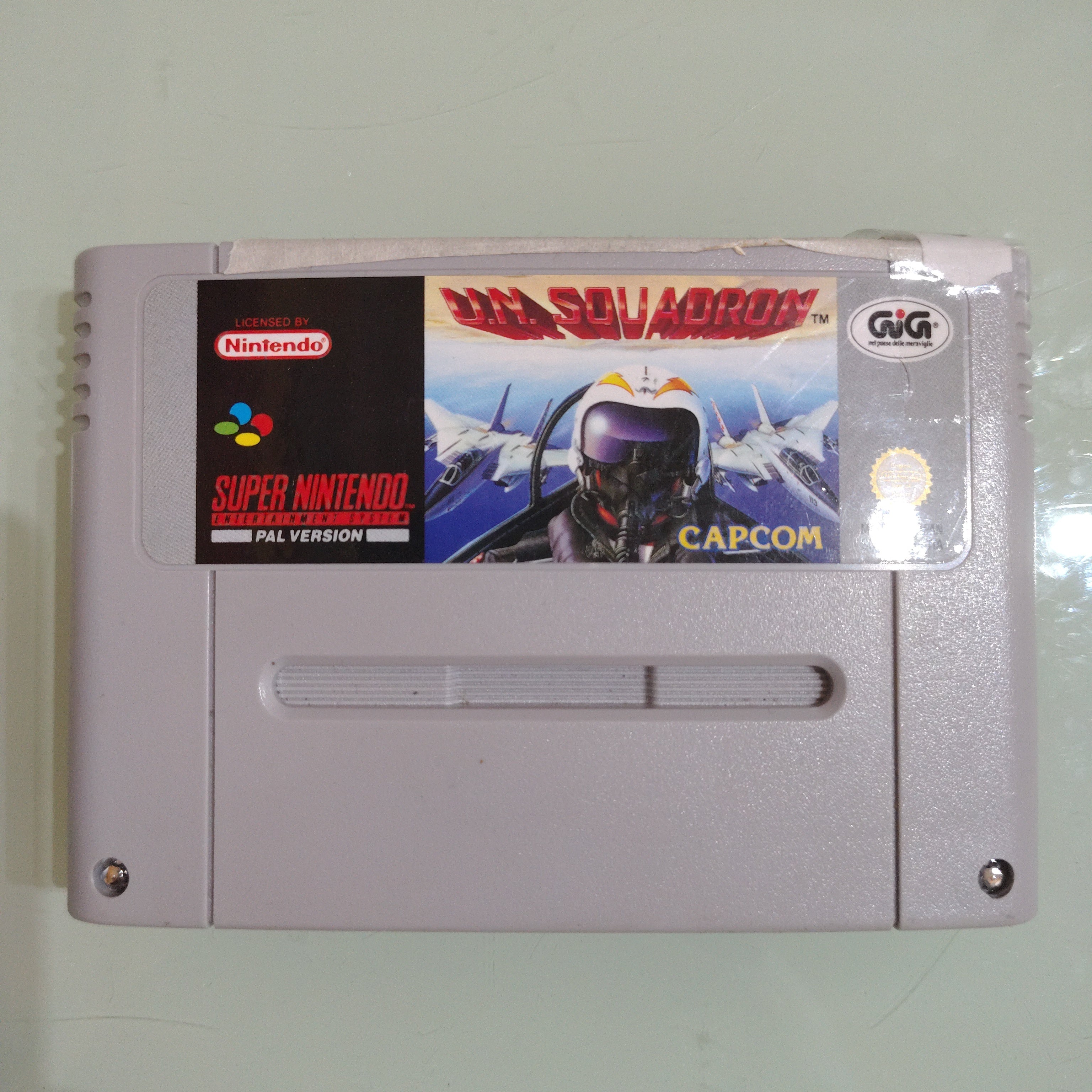 UN Squadron bollino GIG Nintendo SNES PAL ITA
