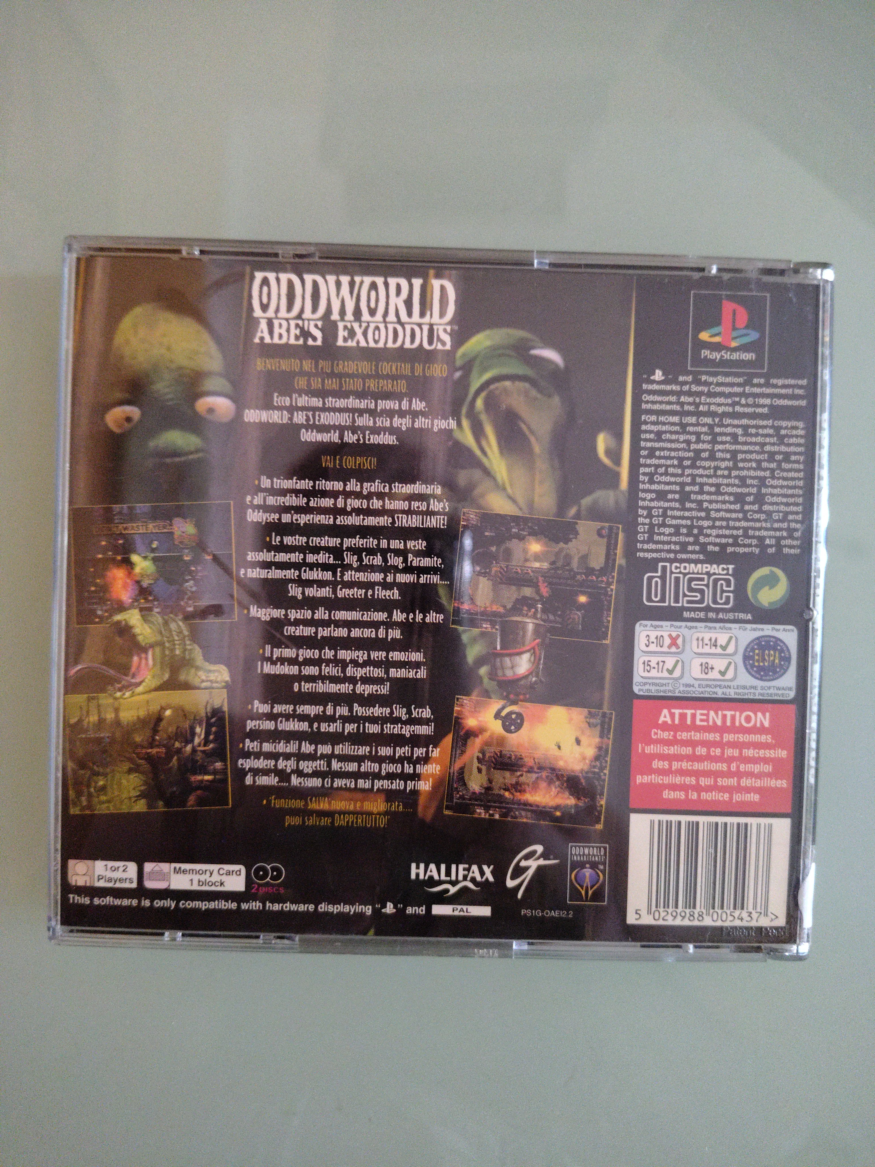 ODDWORLD ABE'S EXODDUS - SONY PS1 - USATO PERFETTAMENTE FUNZIONANTE PAL ITA