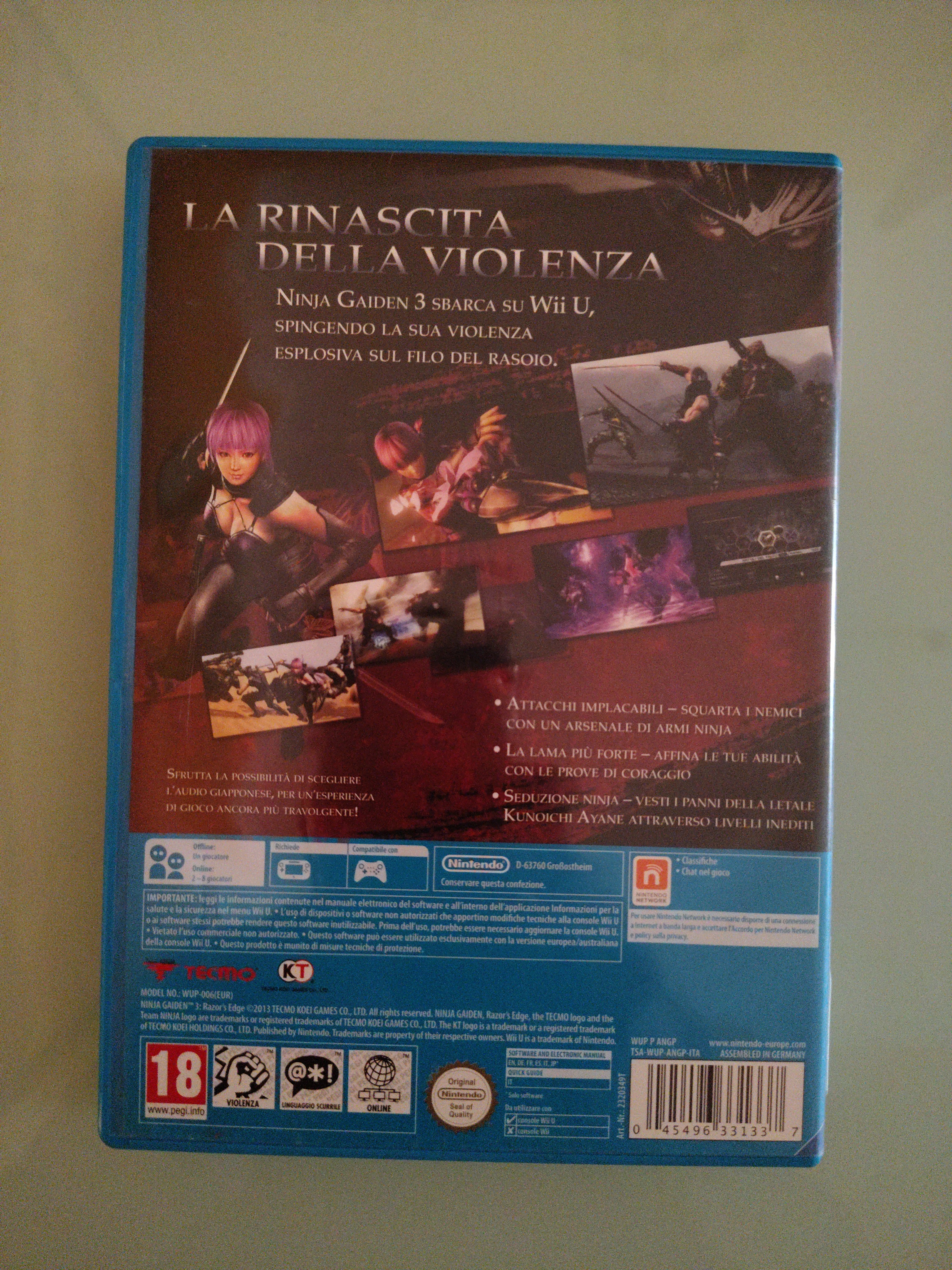 Ninja Gaiden 3 Razor's Edge Wii u Italiano Pal Ita Completo