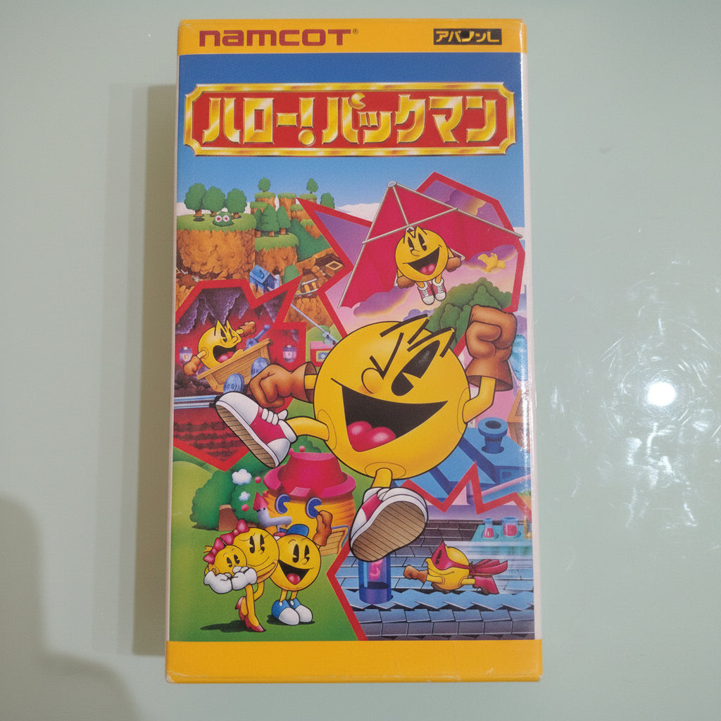 Hello Pacman Pac-Man gioco in scatola Super Famicom SFC SNES Namco Japan NTSC-J