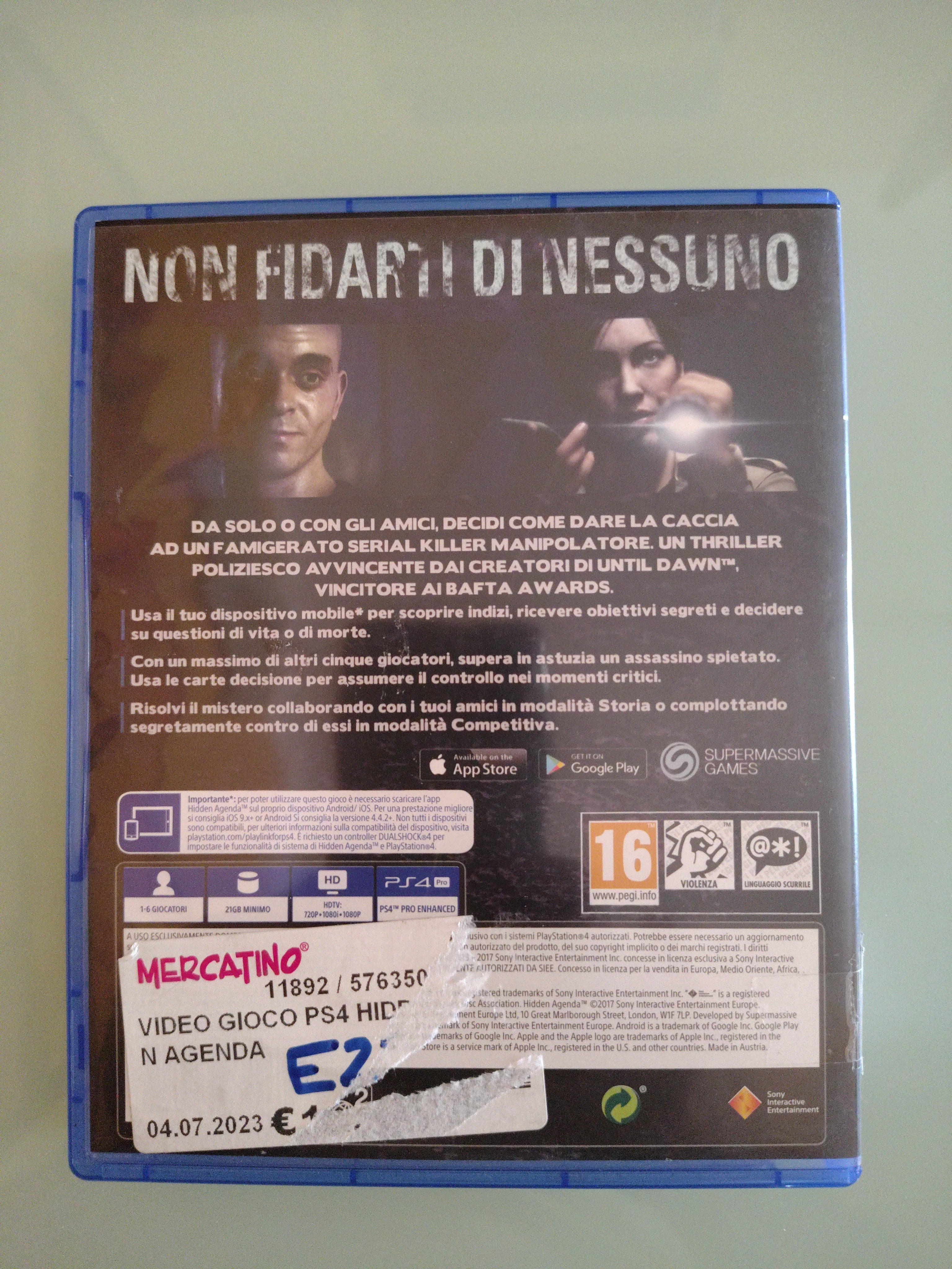 Hidden Agenda PS4 PlayStation 4 Sony videogioco