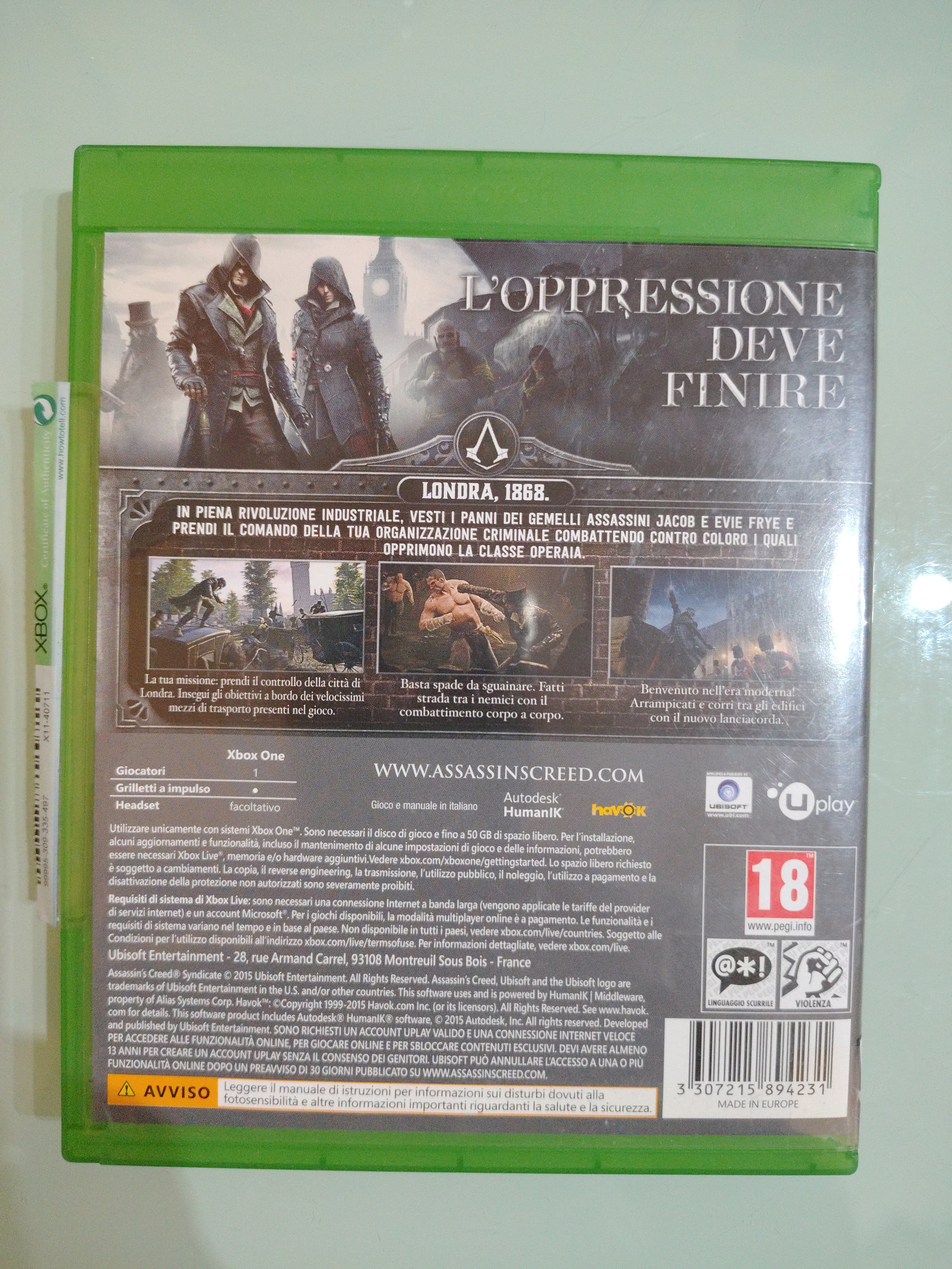 XBOX ONE ASSASSIN'S CREED SYNDICATE PAL ITALIANO