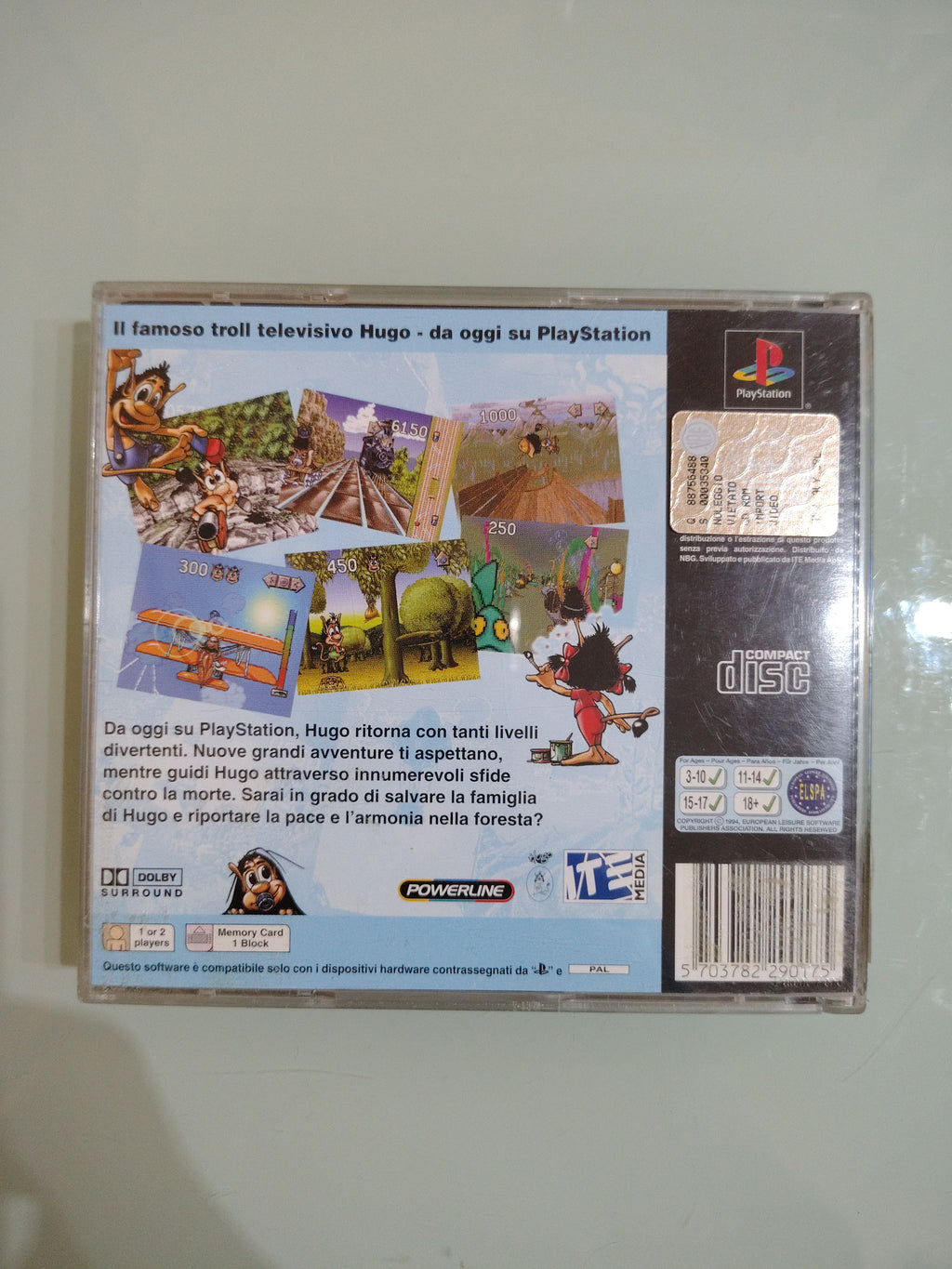 HUGO 💎 PLATFORM 🇮🇹 ITALIANO PS1 SONY PLAYSTATION 1 CRASH RAYMAN SPYRO CROC