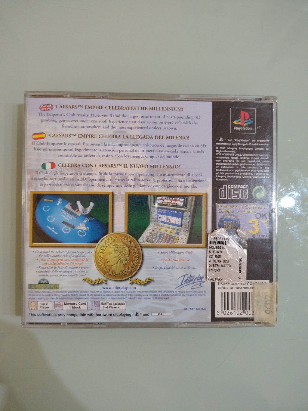 Caesars Palace 2000: Millennium Gold Edition (Sony PlayStation 1 PS1) *COMPLETO*