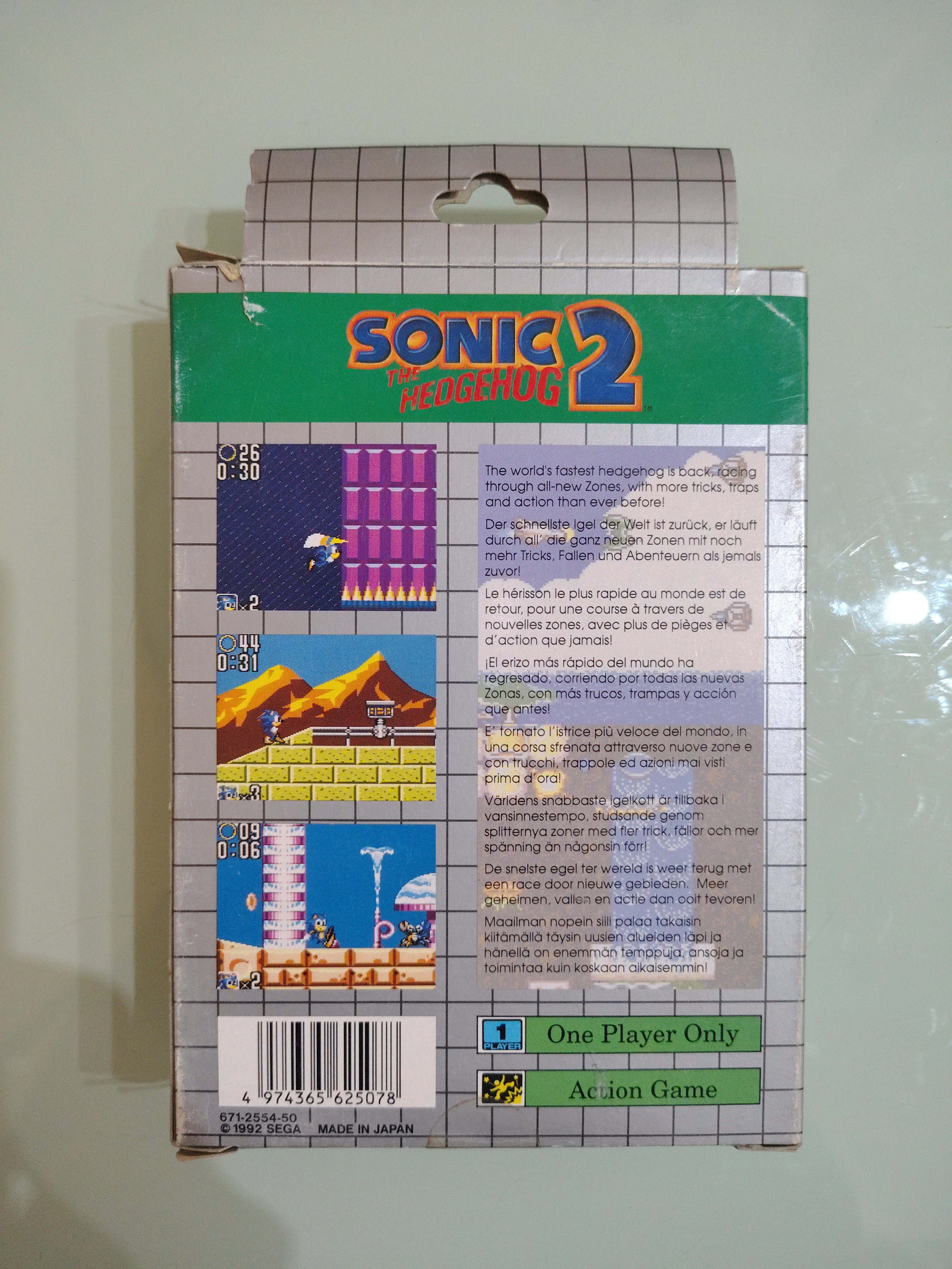 Sonic the Hedgehog 2 (Sega Game Gear) con manuale