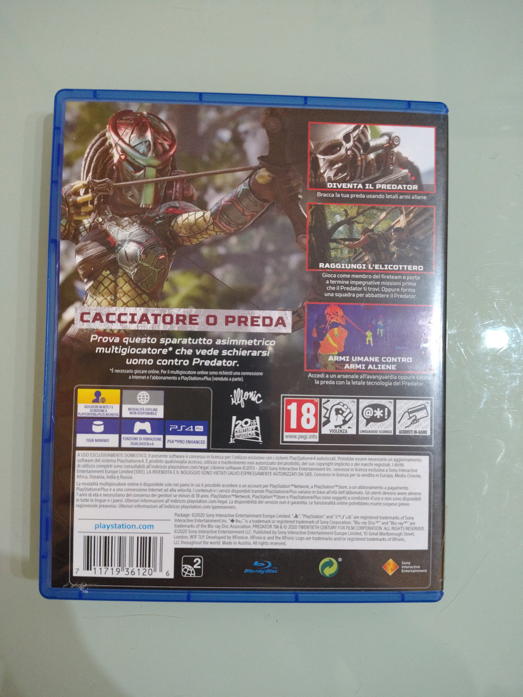 Predator Hunting Grounds PlayStation 4 gioco e custodia autentico come nuovo