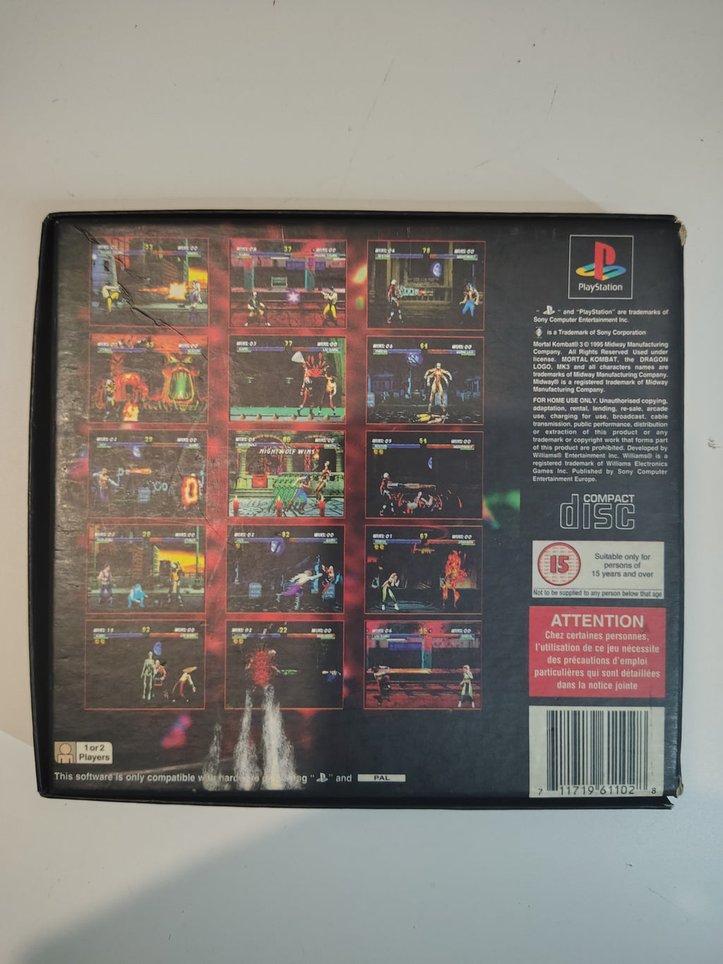 Mortal Kombat 3 PS1 MK3 custodia in cartone PAL  ( no manuale)