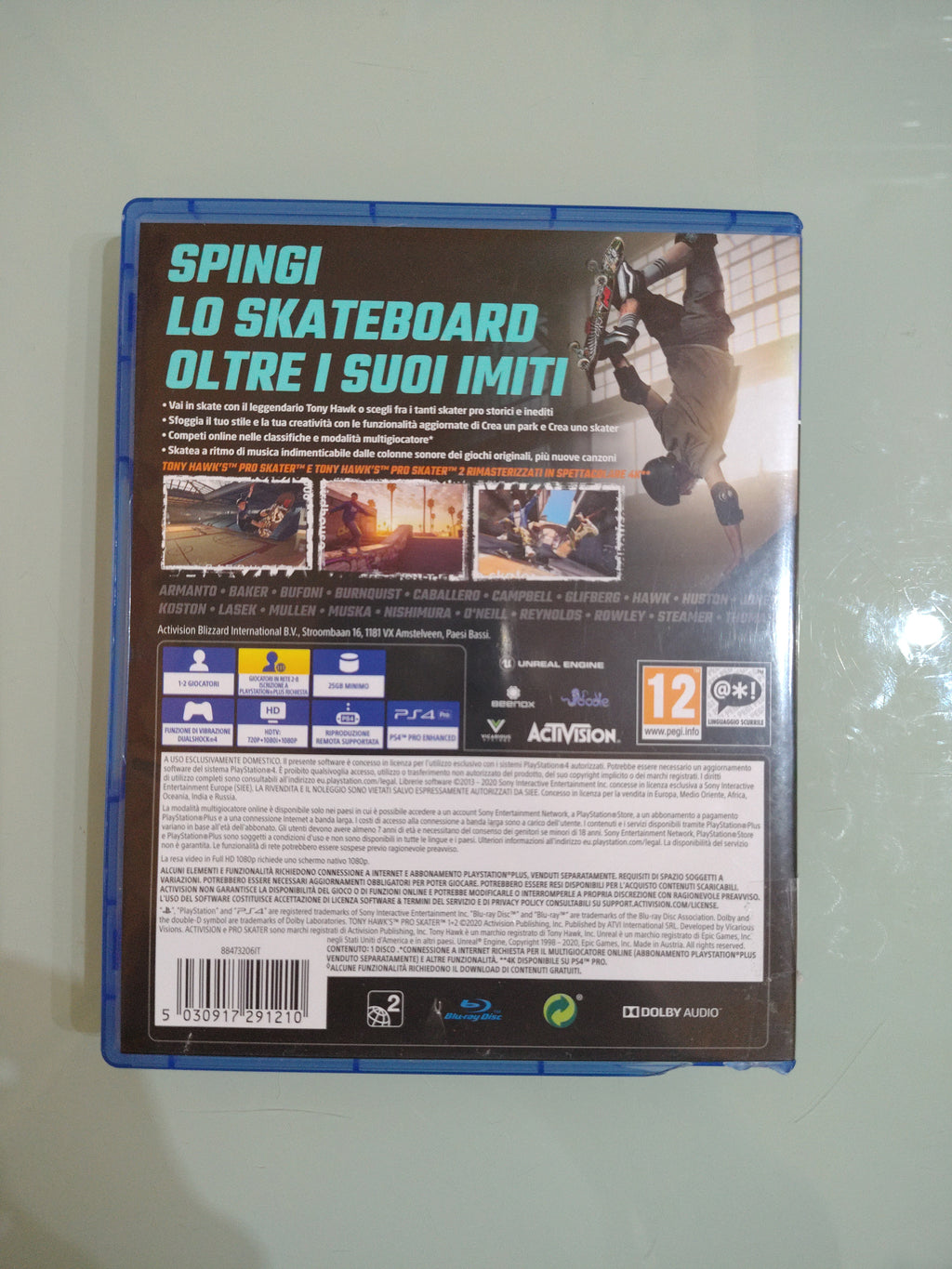 PS4 TONY HAWK'S PRO SKATER 1 + 2 PLAYSTATION 4 PAL ITALIANO