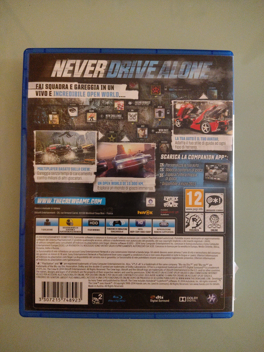 THE CREW  VIDEOGIOCO ITALIANO PLAYSTATION 4 CORSE SPORT