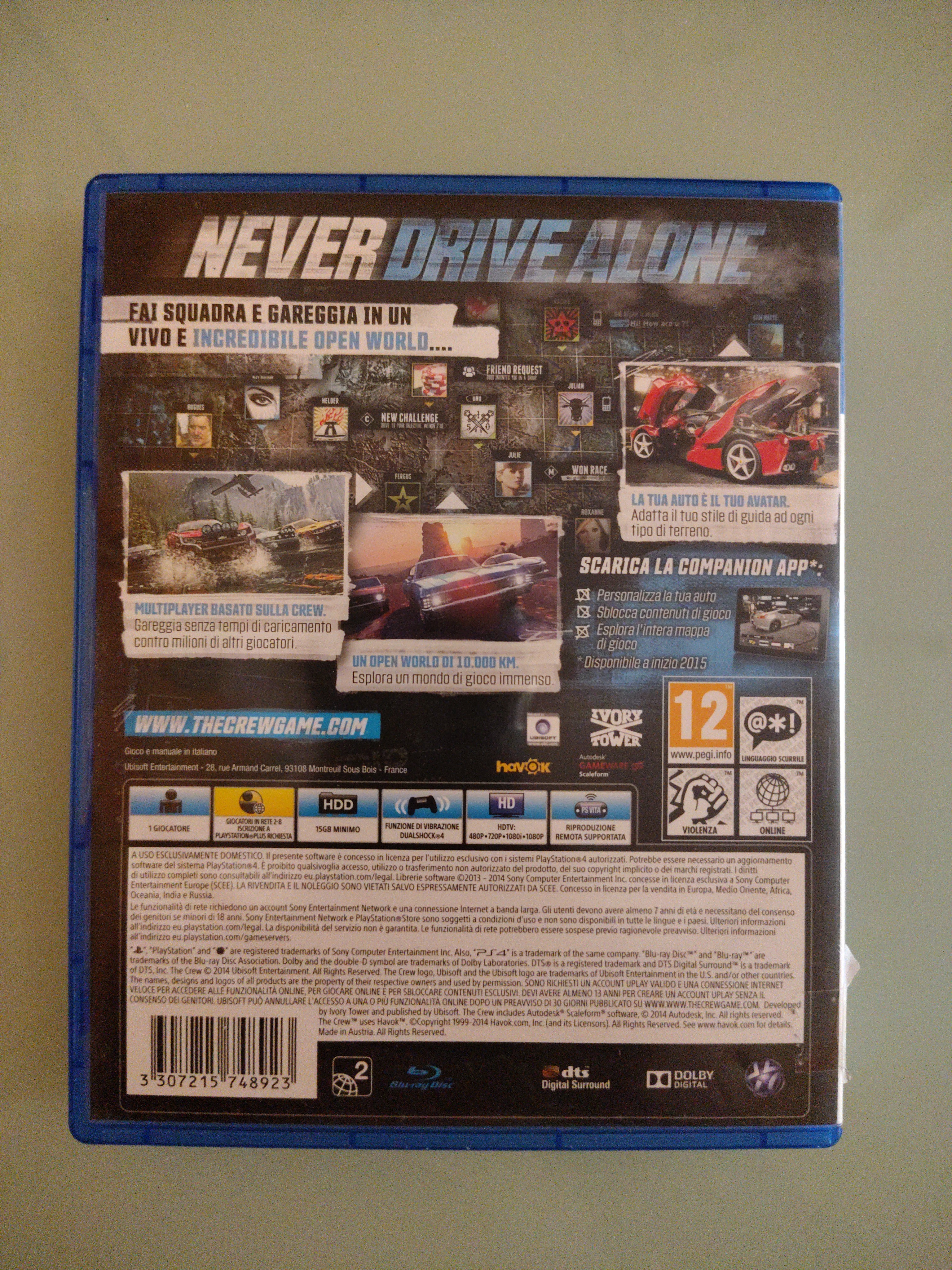 THE CREW  VIDEOGIOCO ITALIANO PLAYSTATION 4 CORSE SPORT