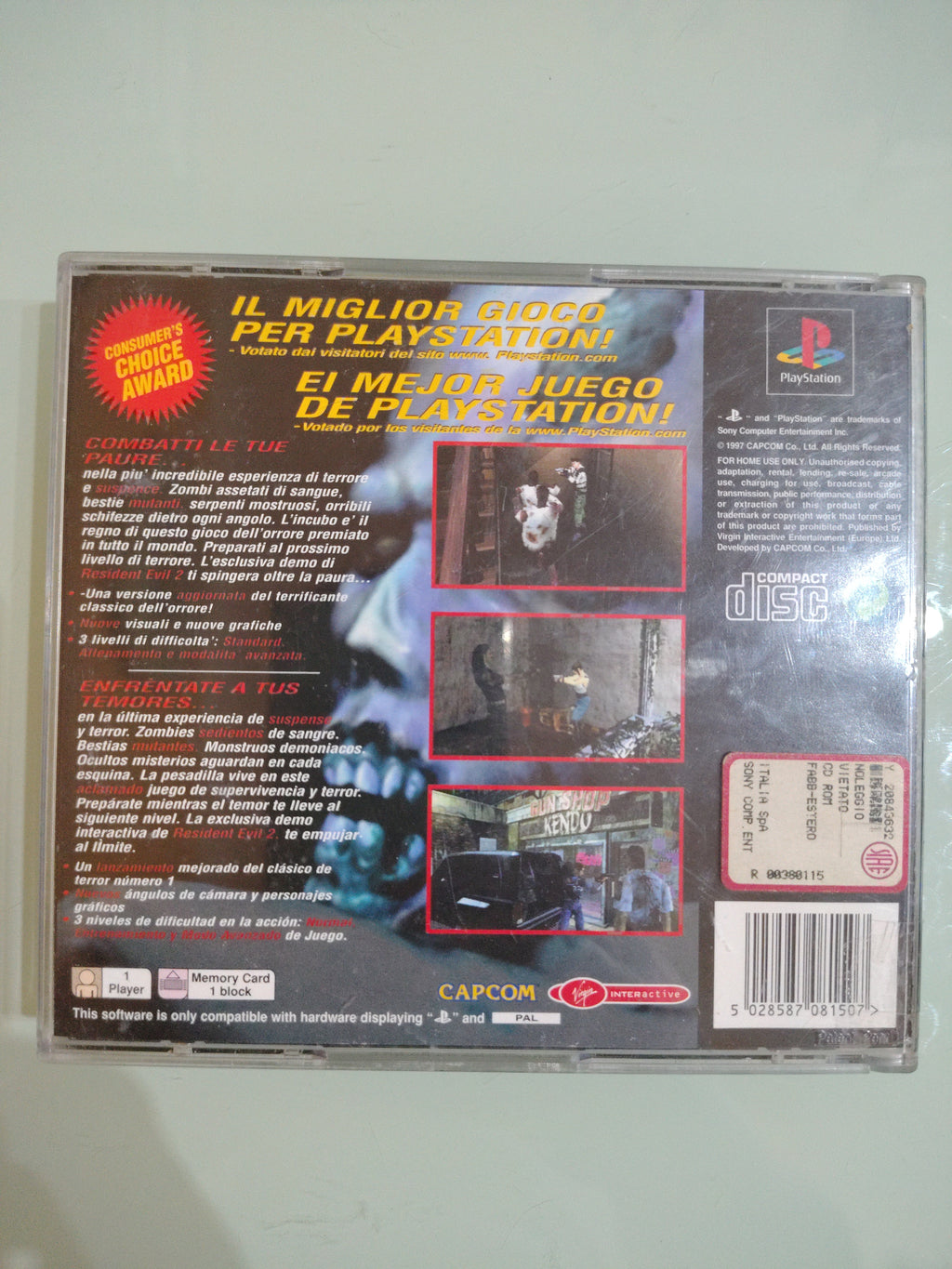 RESIDENT EVIL DIRECTOR'S CUT PLAYSTATION 1 2 3 PS1 PAL ESP ITA ITALIANO ORIGINAL